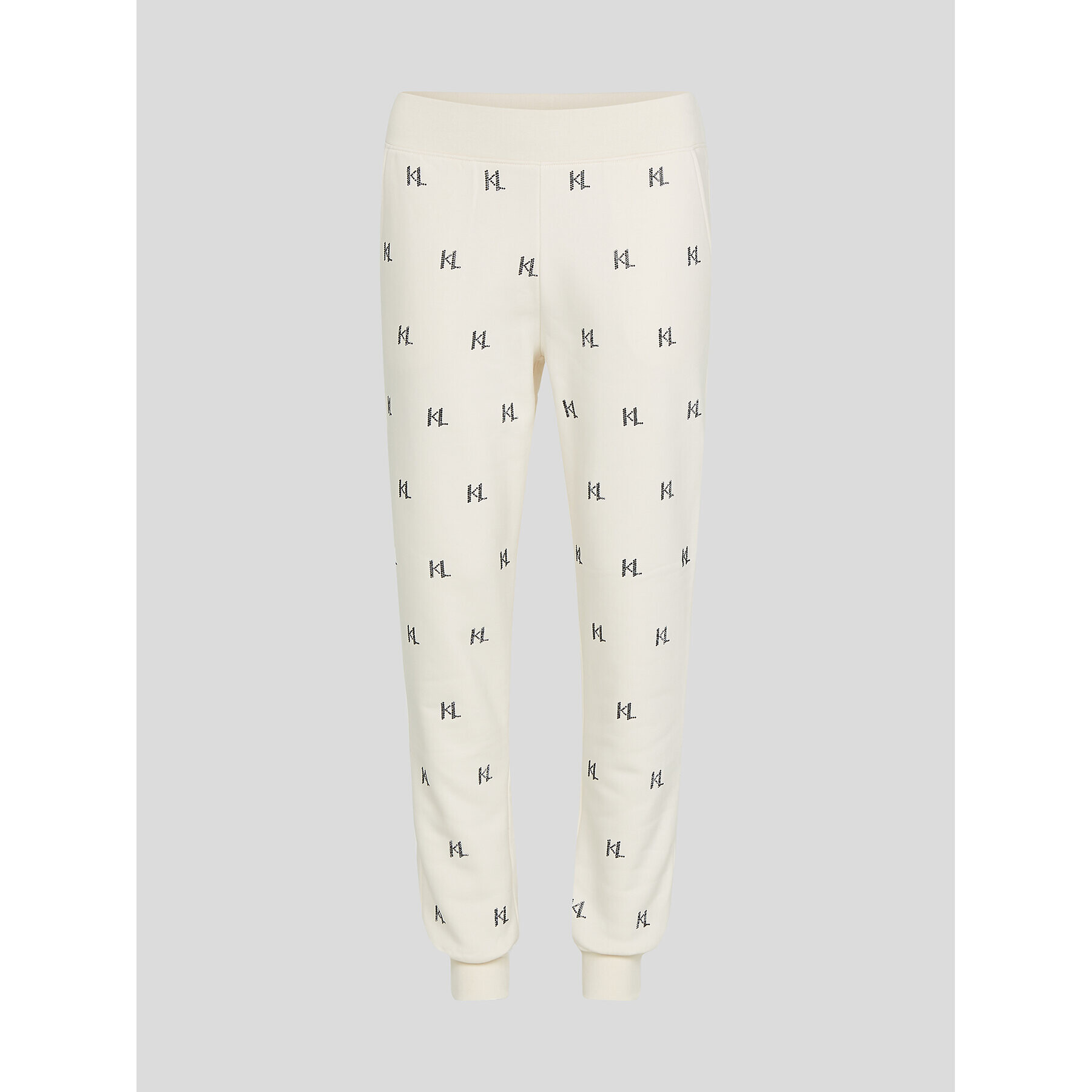 KARL LAGERFELD Pantaloni trening Monogram Rhinestone 226W1050 Bej Regular Fit - Pled.ro