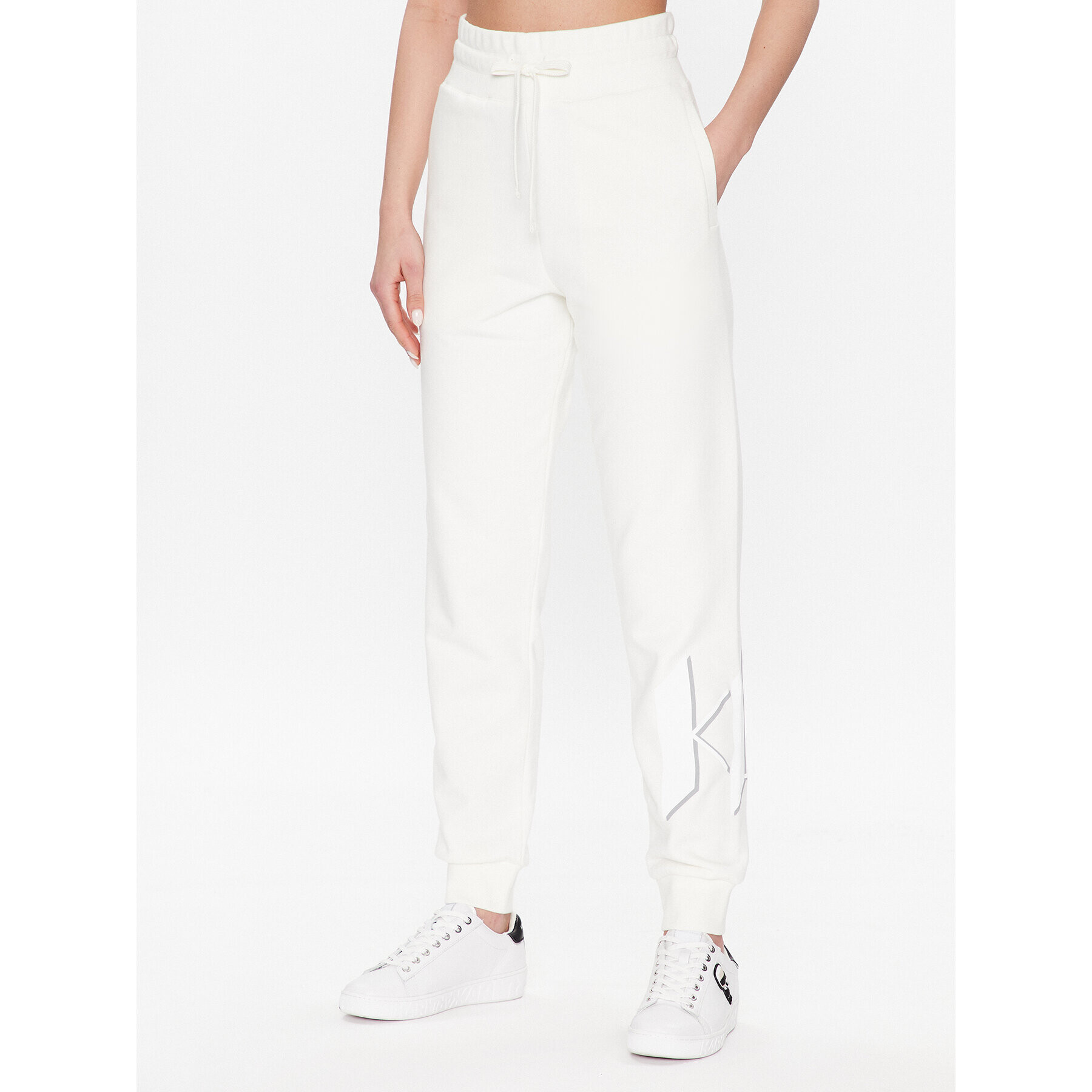 KARL LAGERFELD Pantaloni trening Unisex 225W2180 Alb Regular Fit - Pled.ro