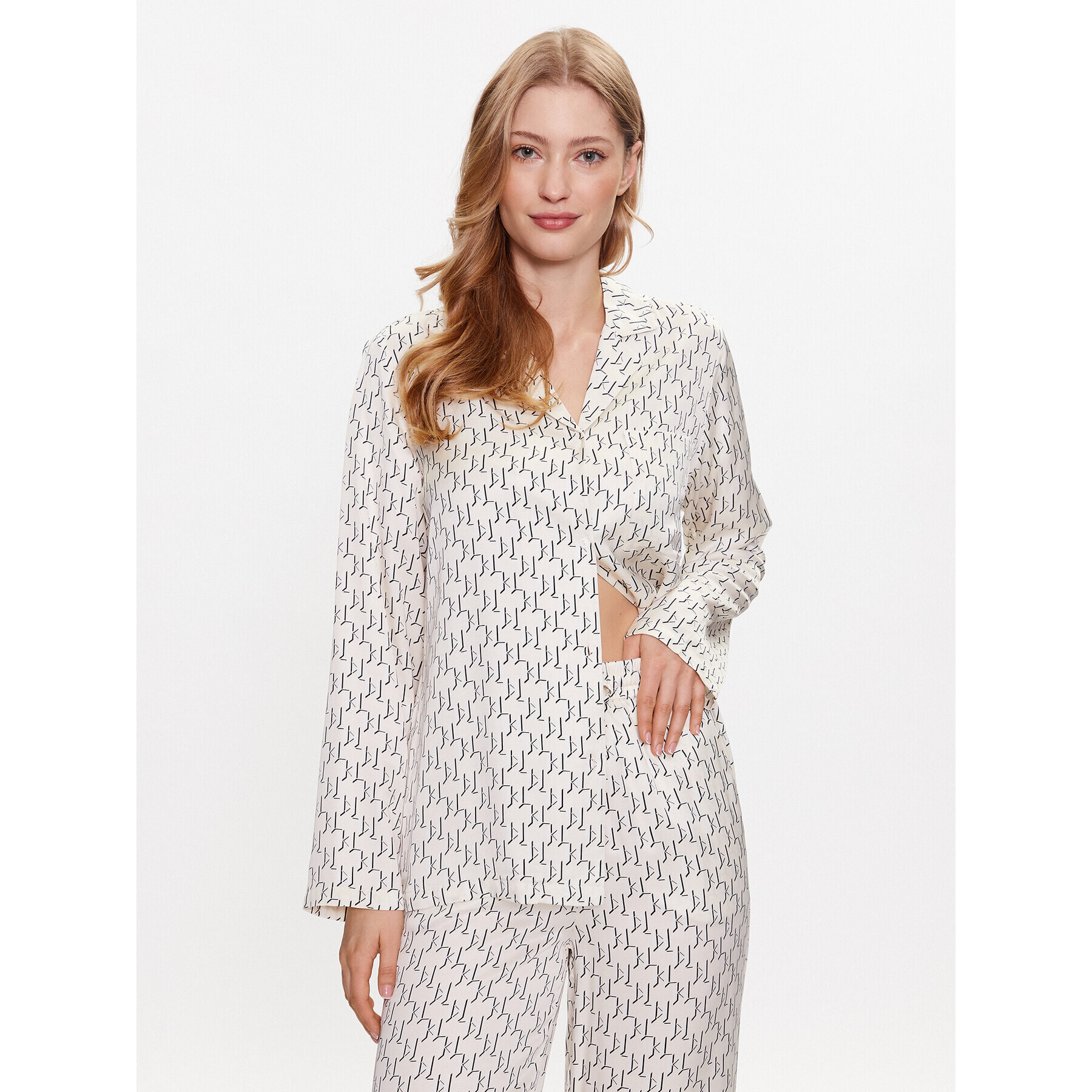 KARL LAGERFELD Pijama 225W2133 Alb Regular Fit - Pled.ro