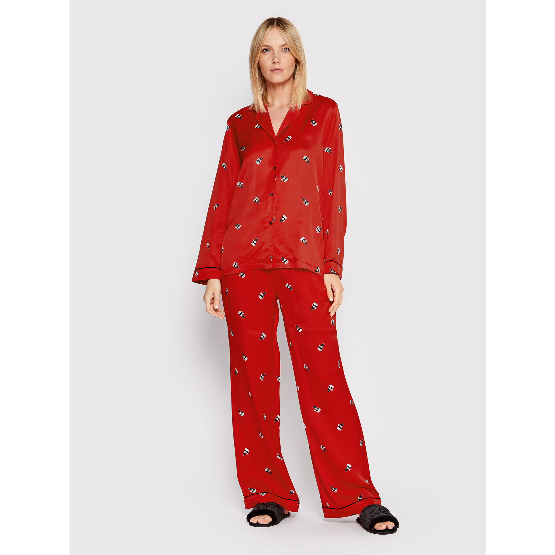 KARL LAGERFELD Pijama Ikonik 220W2130 Roșu Regular Fit - Pled.ro