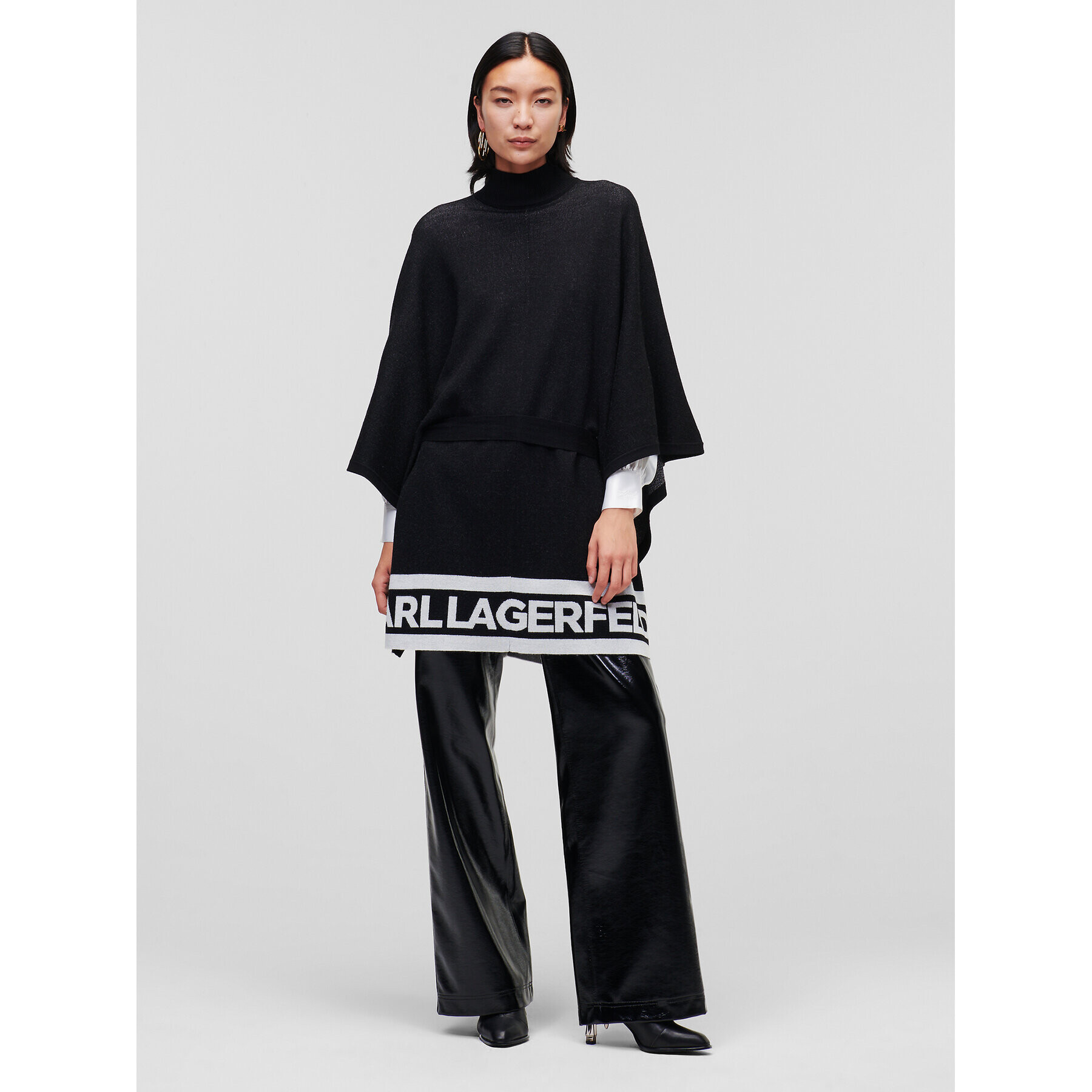 KARL LAGERFELD Poncho Logo 226W2010 Negru Relaxed Fit - Pled.ro