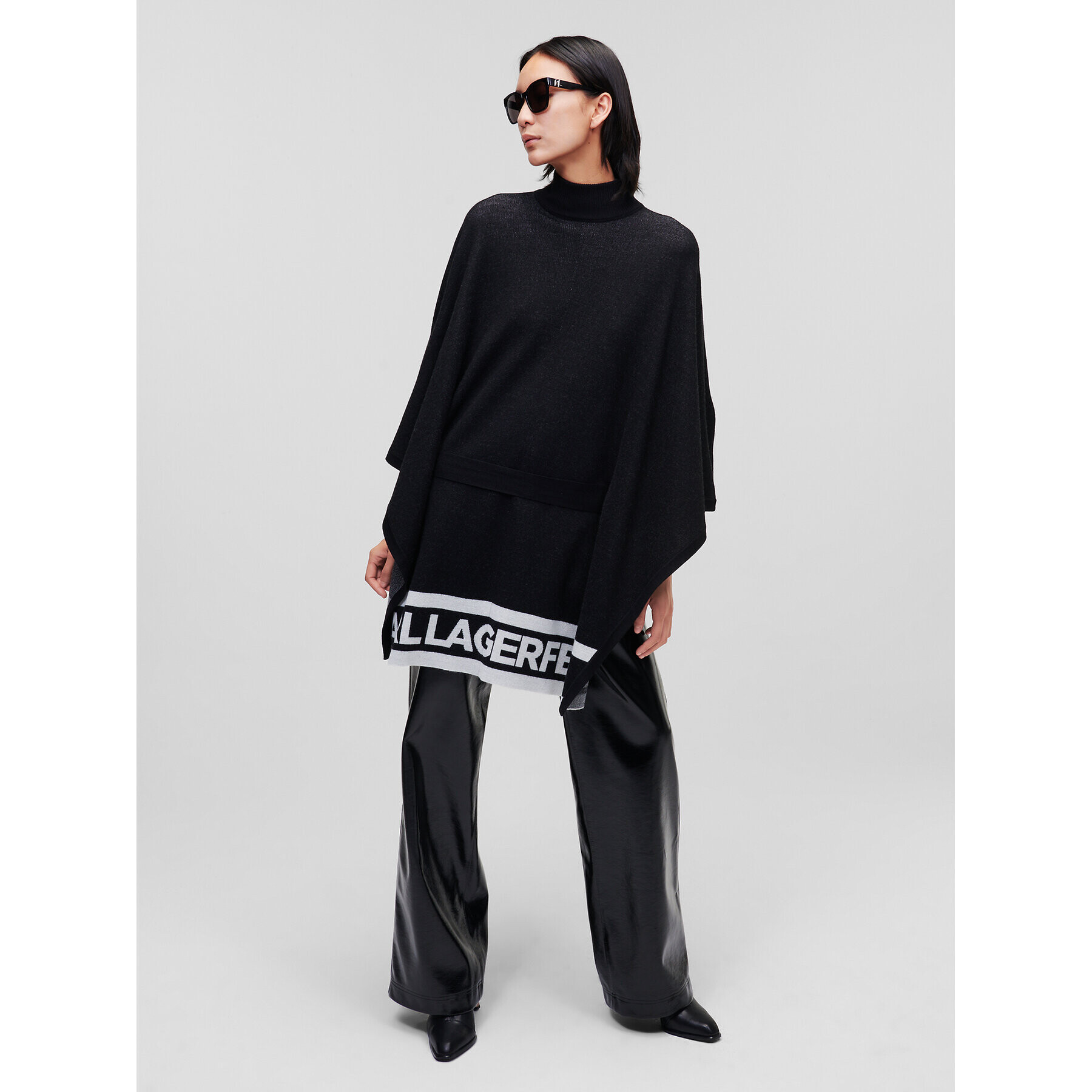 KARL LAGERFELD Poncho Logo 226W2010 Negru Relaxed Fit - Pled.ro