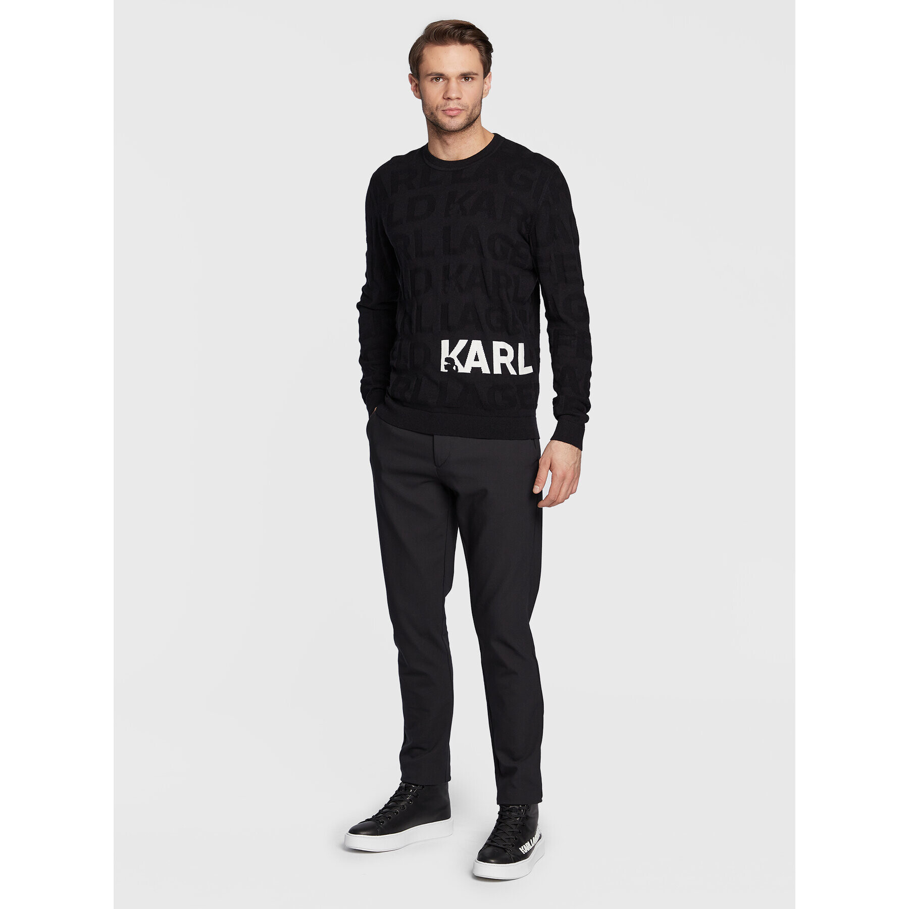 KARL LAGERFELD Pulover 655038 524305 Negru Regular Fit - Pled.ro