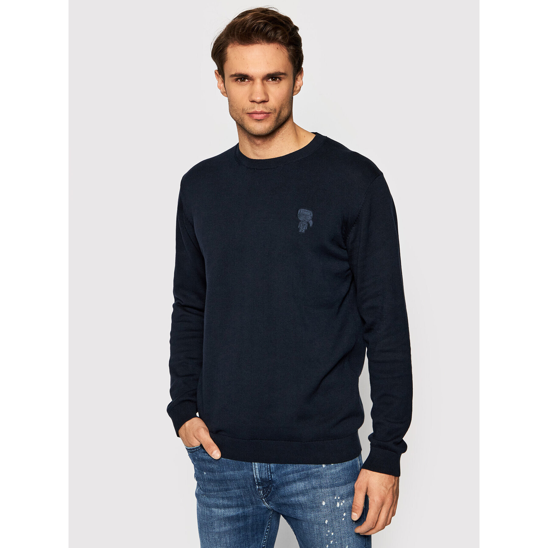 KARL LAGERFELD Pulover Knit 655029 512301 Bleumarin Regular Fit - Pled.ro