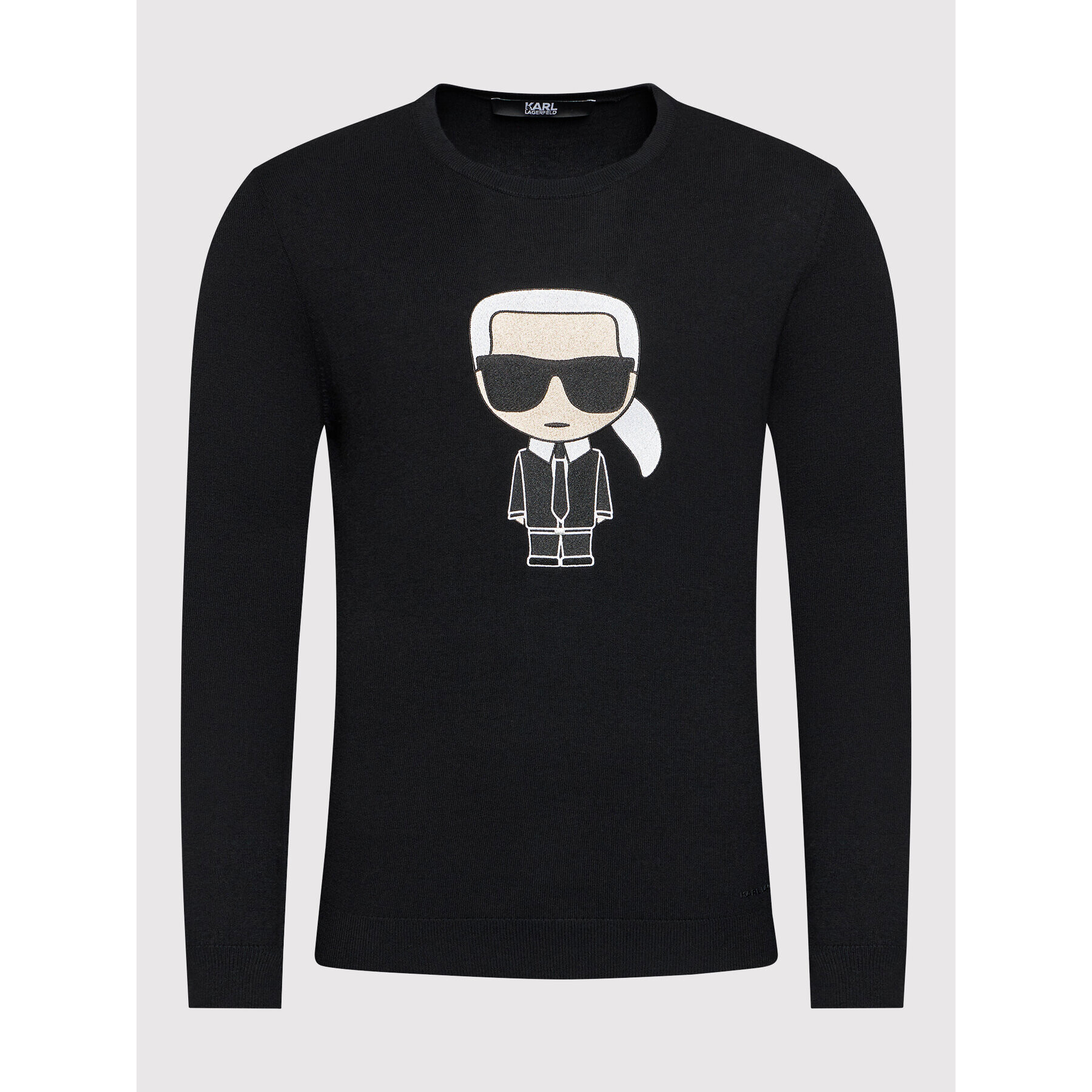 KARL LAGERFELD Pulover Knit Crewneck 655042 512305 Negru Regular Fit - Pled.ro