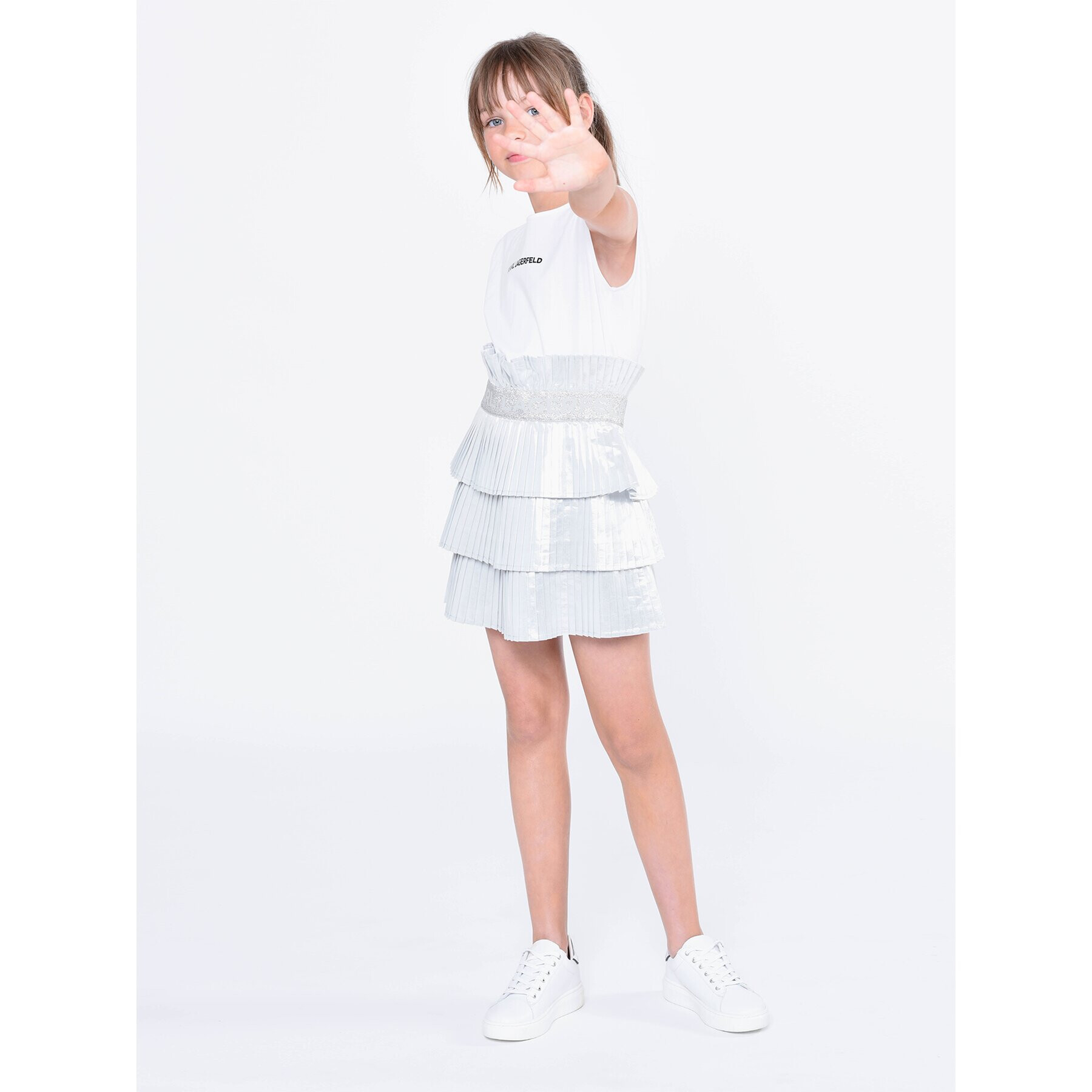 Karl Lagerfeld Kids Rochie de zi Z12240 D Gri Regular Fit - Pled.ro