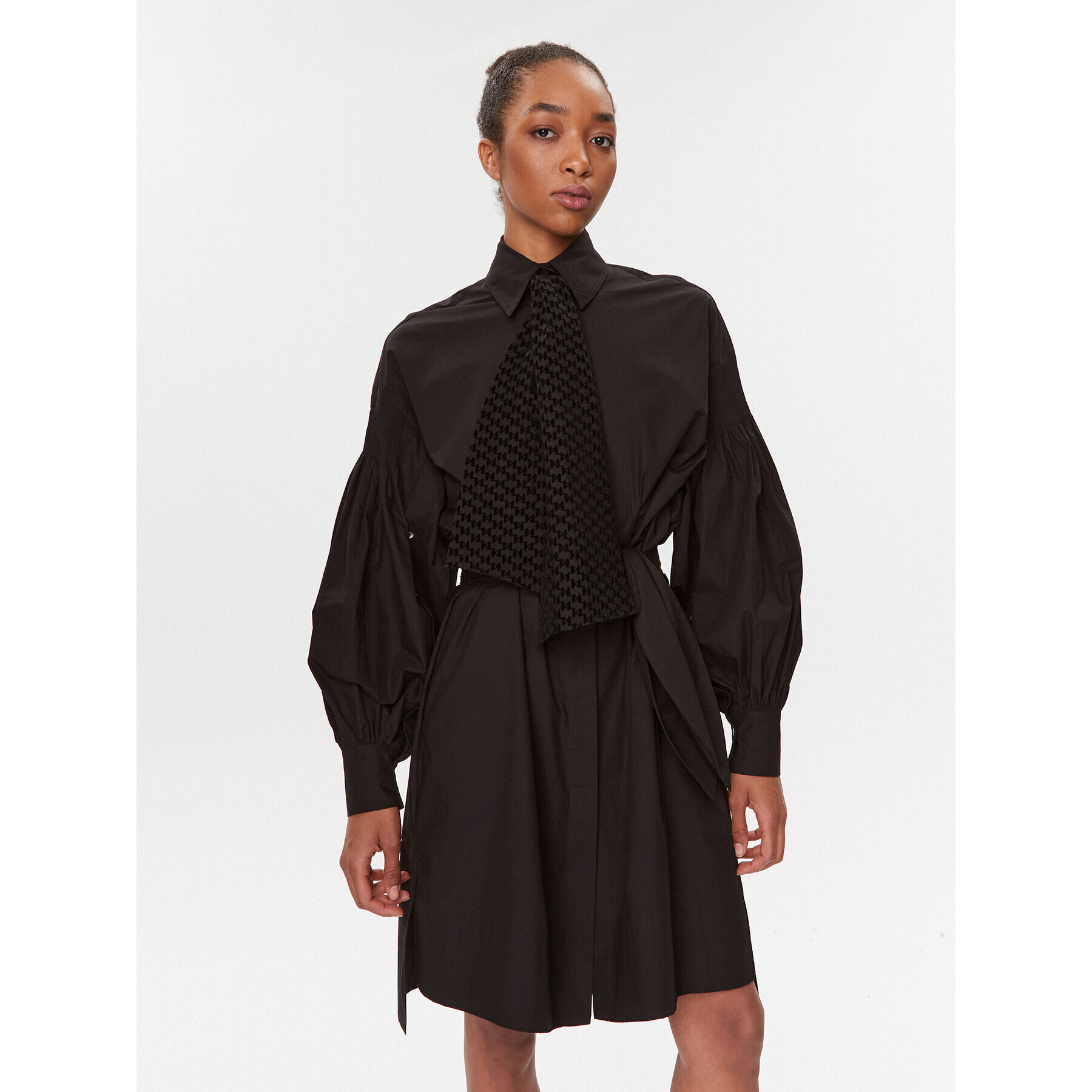 KARL LAGERFELD Rochie tip cămașă 235W1305 Negru Relaxed Fit - Pled.ro