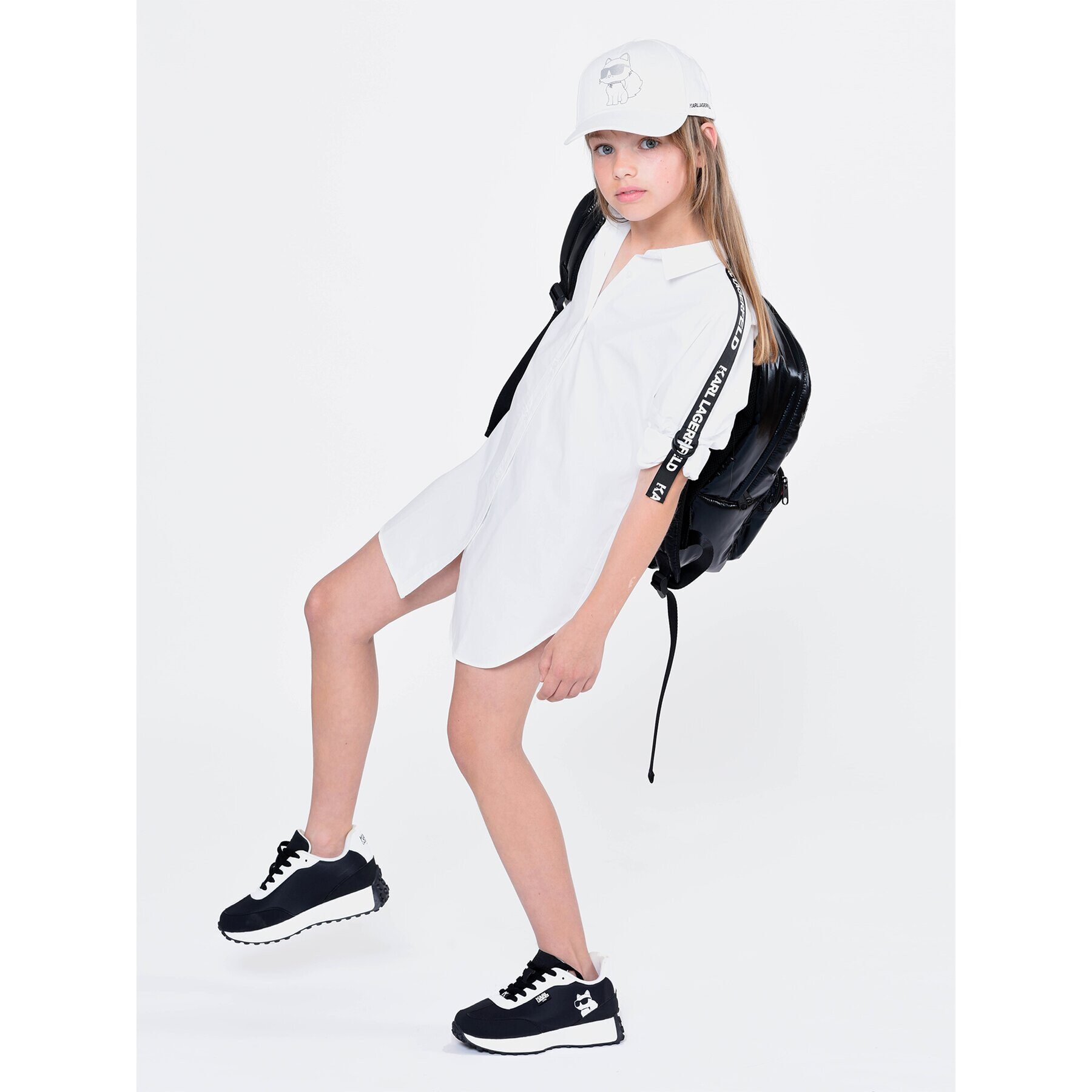 Karl Lagerfeld Kids Rochie tip cămașă Z12239 S Alb Regular Fit - Pled.ro