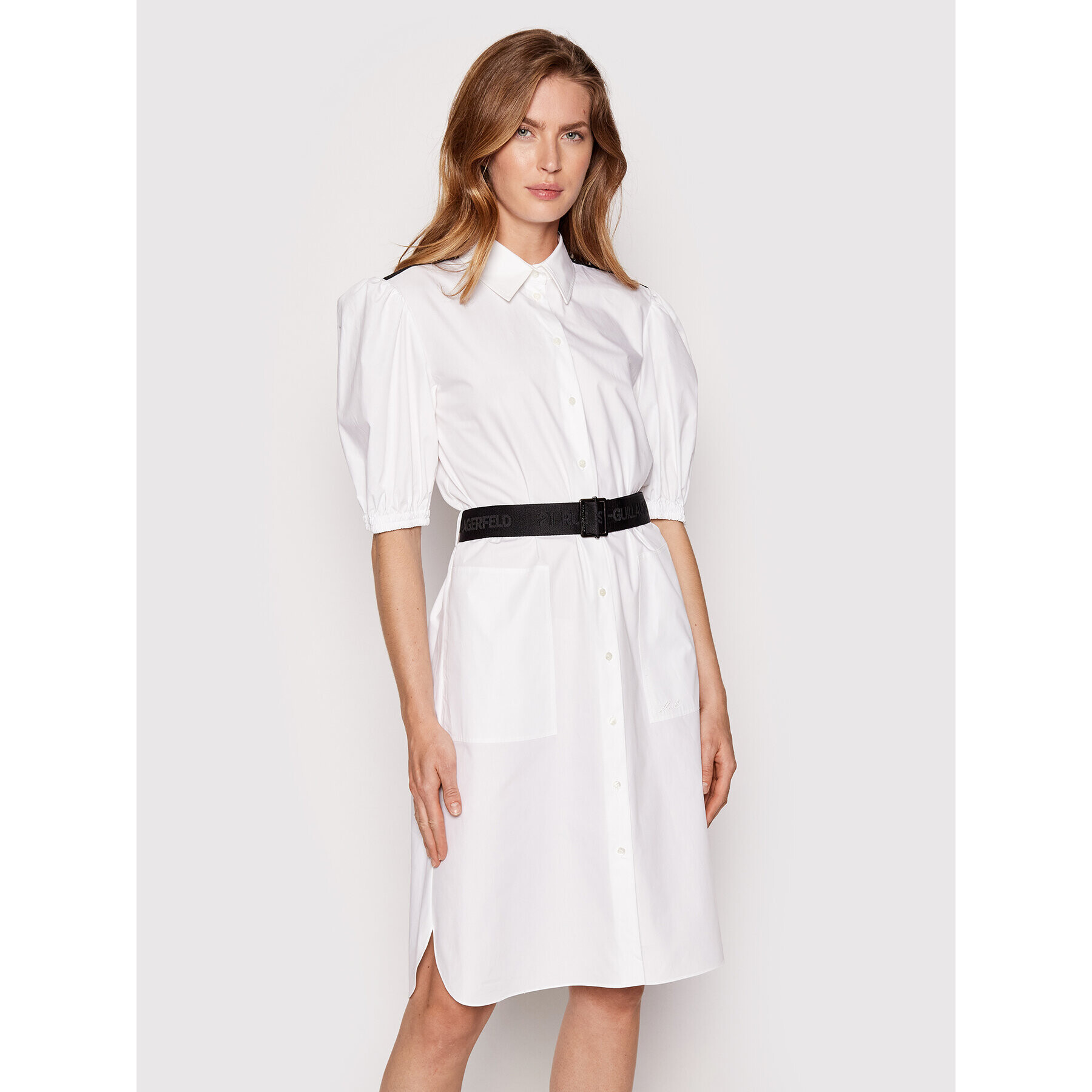 KARL LAGERFELD Rochie tip cămașă 221W1301 Alb Regular Fit - Pled.ro