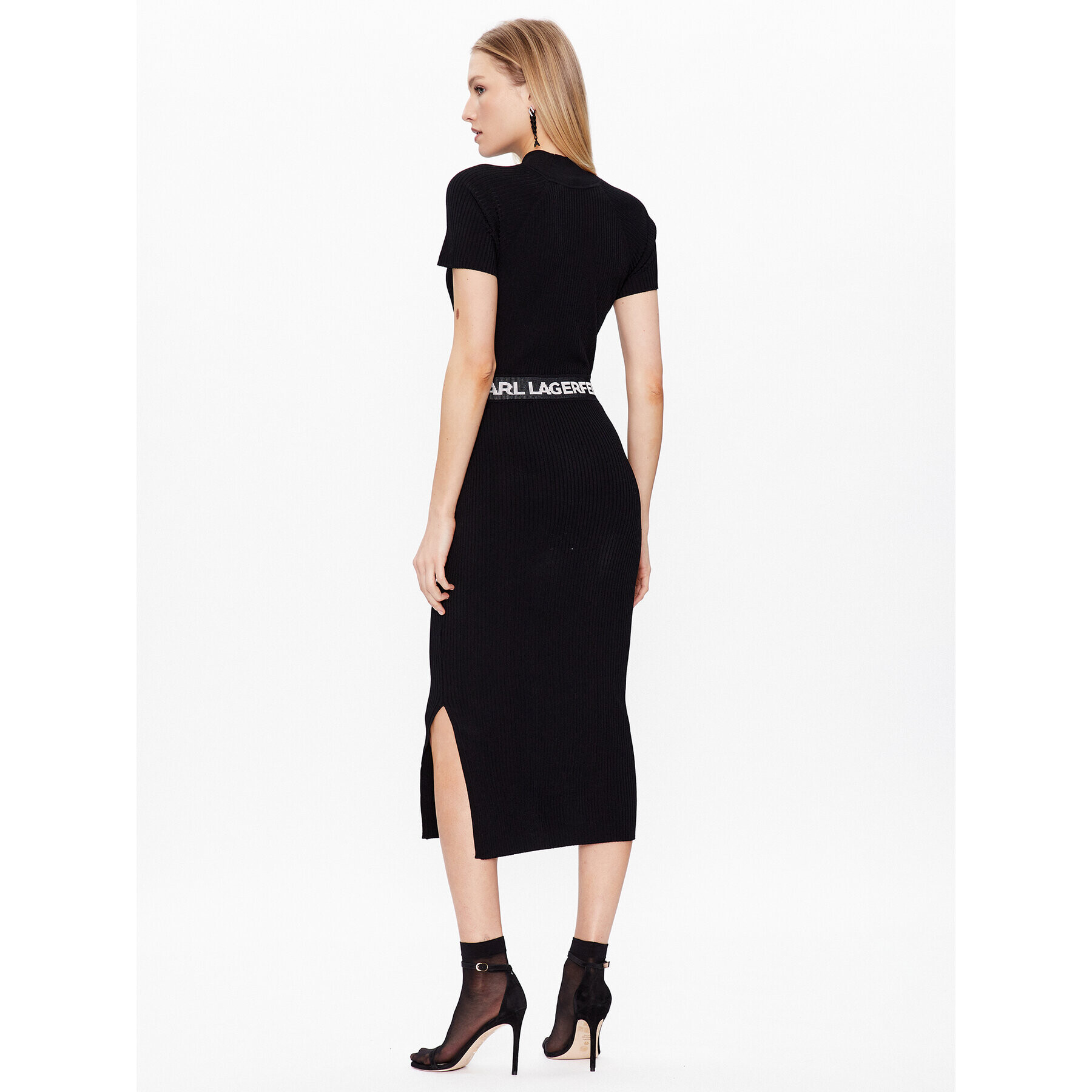 KARL LAGERFELD Rochie tricotată Logo 225W1350 Negru Slim Fit - Pled.ro