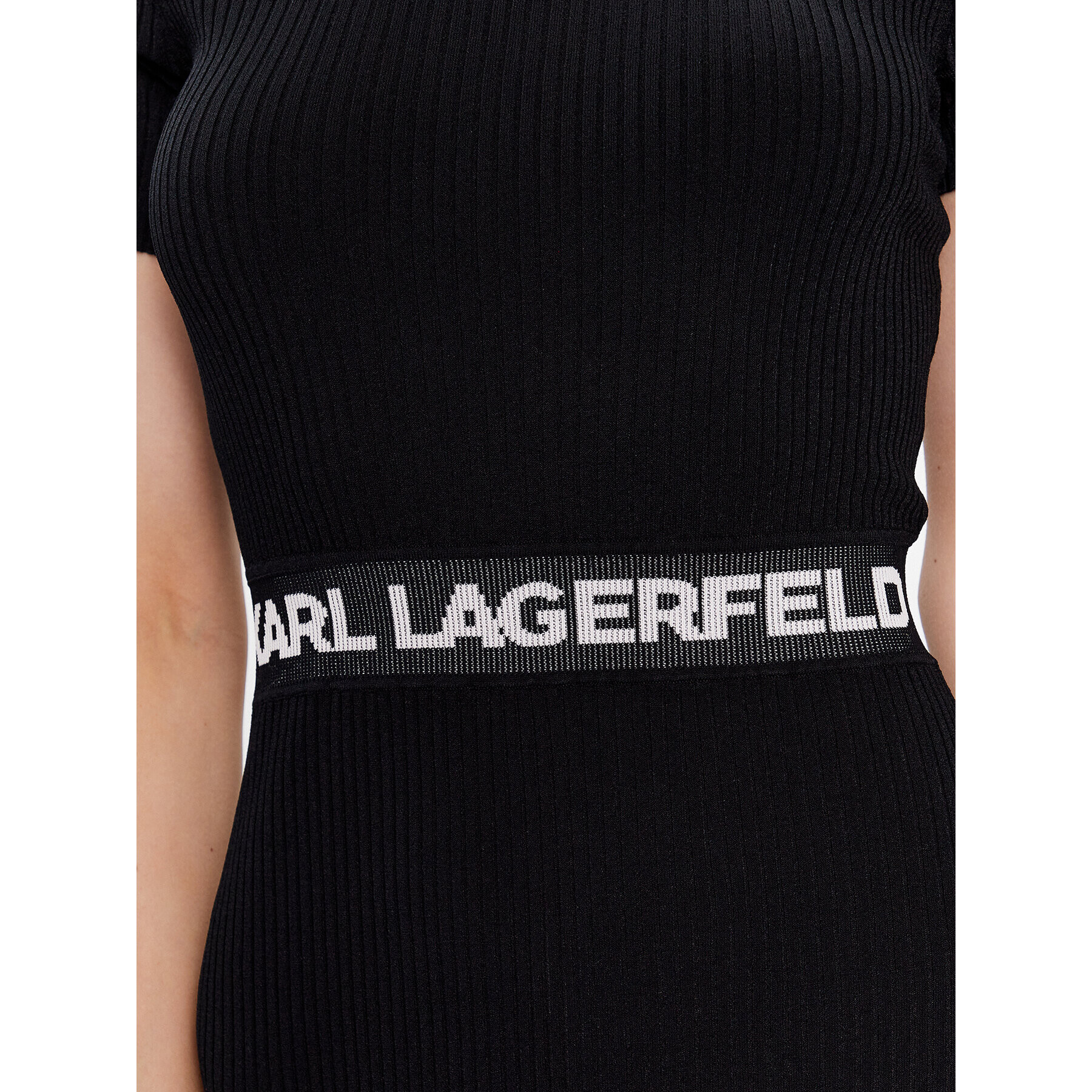 KARL LAGERFELD Rochie tricotată Logo 225W1350 Negru Slim Fit - Pled.ro