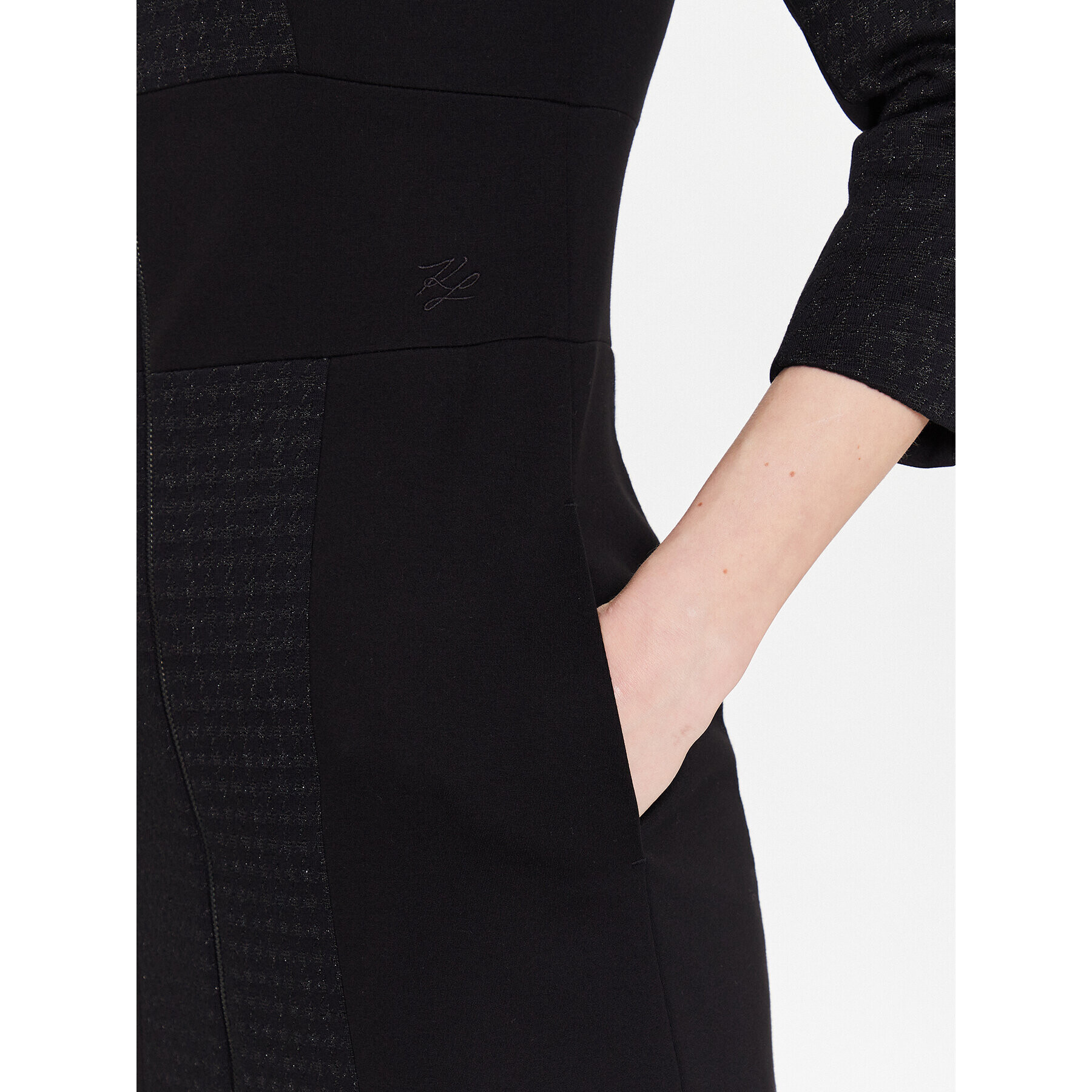 KARL LAGERFELD Rochie tricotată Premium Punto 226W1300 Negru Regular Fit - Pled.ro