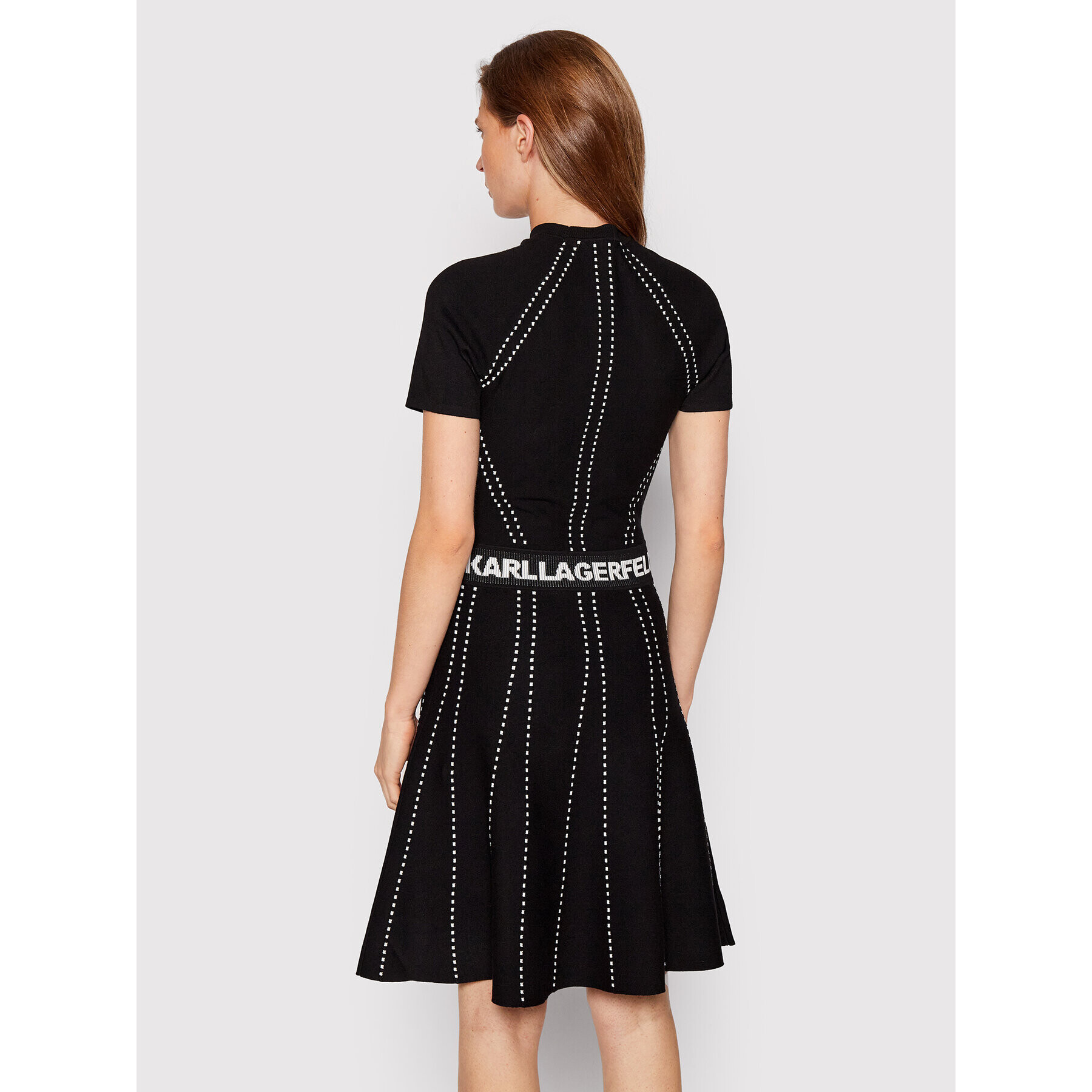 KARL LAGERFELD Rochie tricotată Logo 221W2050 Negru Slim Fit - Pled.ro