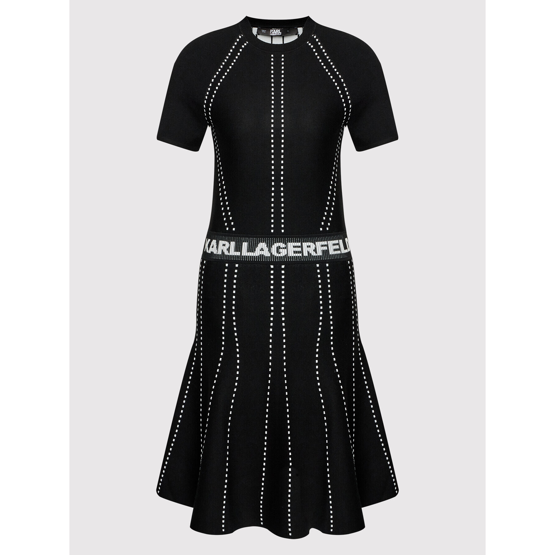 KARL LAGERFELD Rochie tricotată Logo 221W2050 Negru Slim Fit - Pled.ro