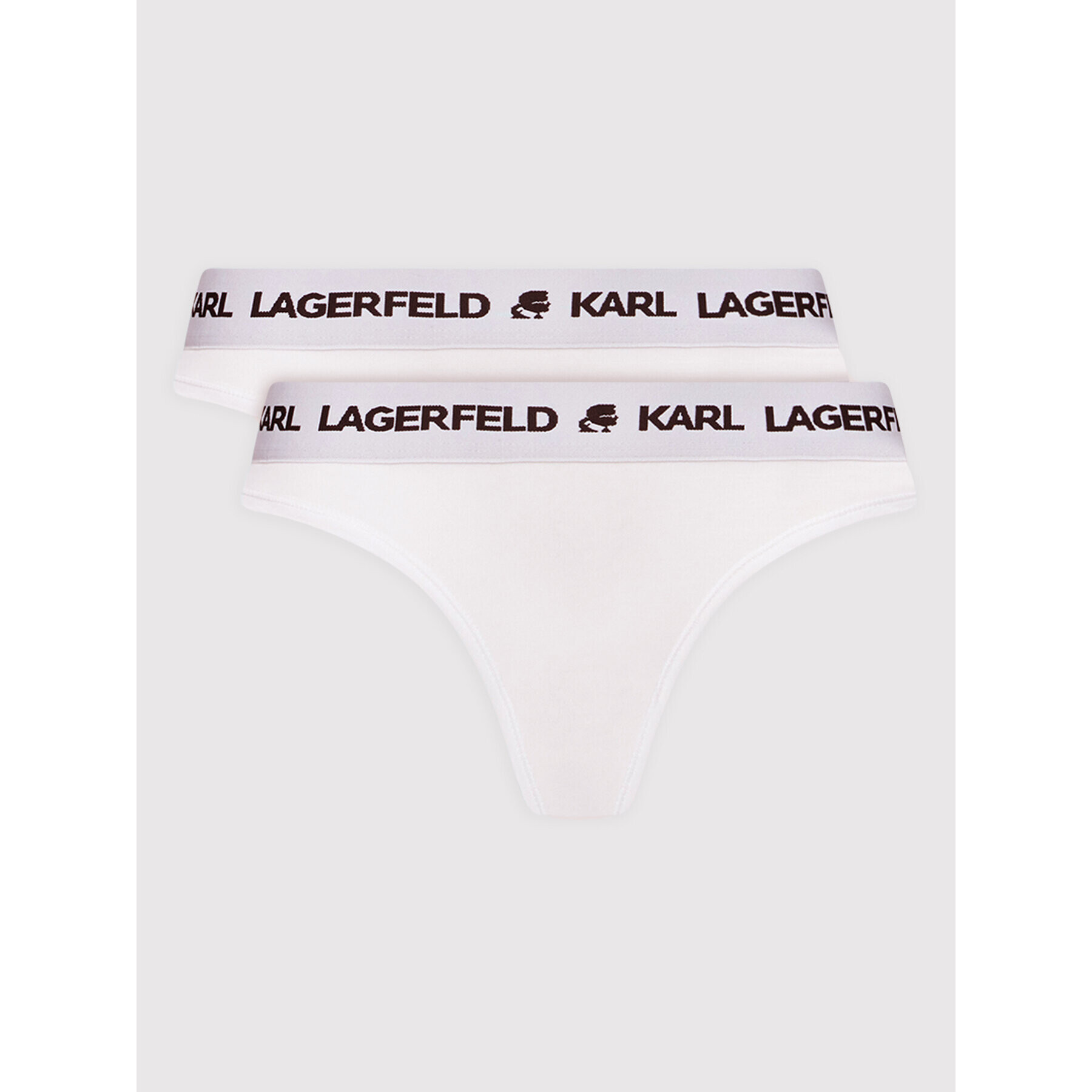 KARL LAGERFELD Set 2 perechi de chiloți tanga Logo Set 211W2126 Alb - Pled.ro