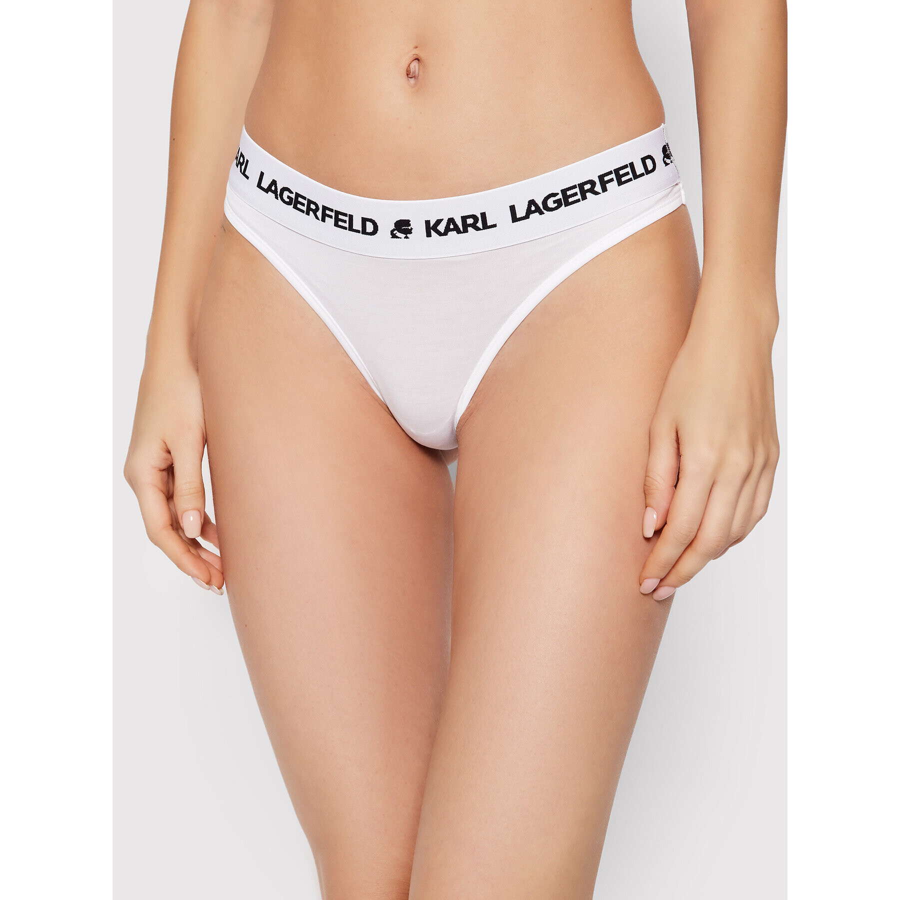 KARL LAGERFELD Set 2 perechi de chiloți tanga Logo Set 211W2126 Alb - Pled.ro