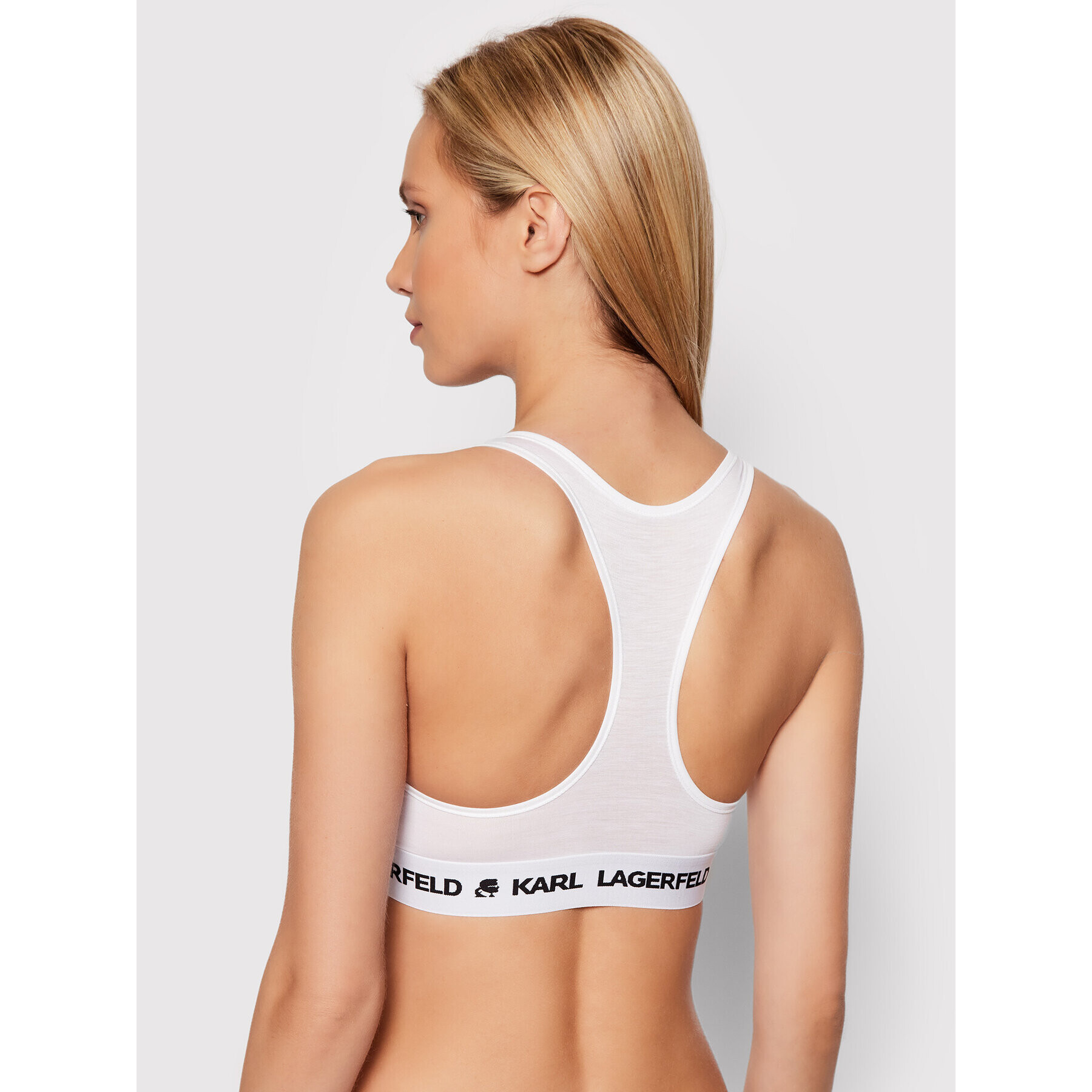 KARL LAGERFELD Sutien top Logo 211W2102 Alb - Pled.ro