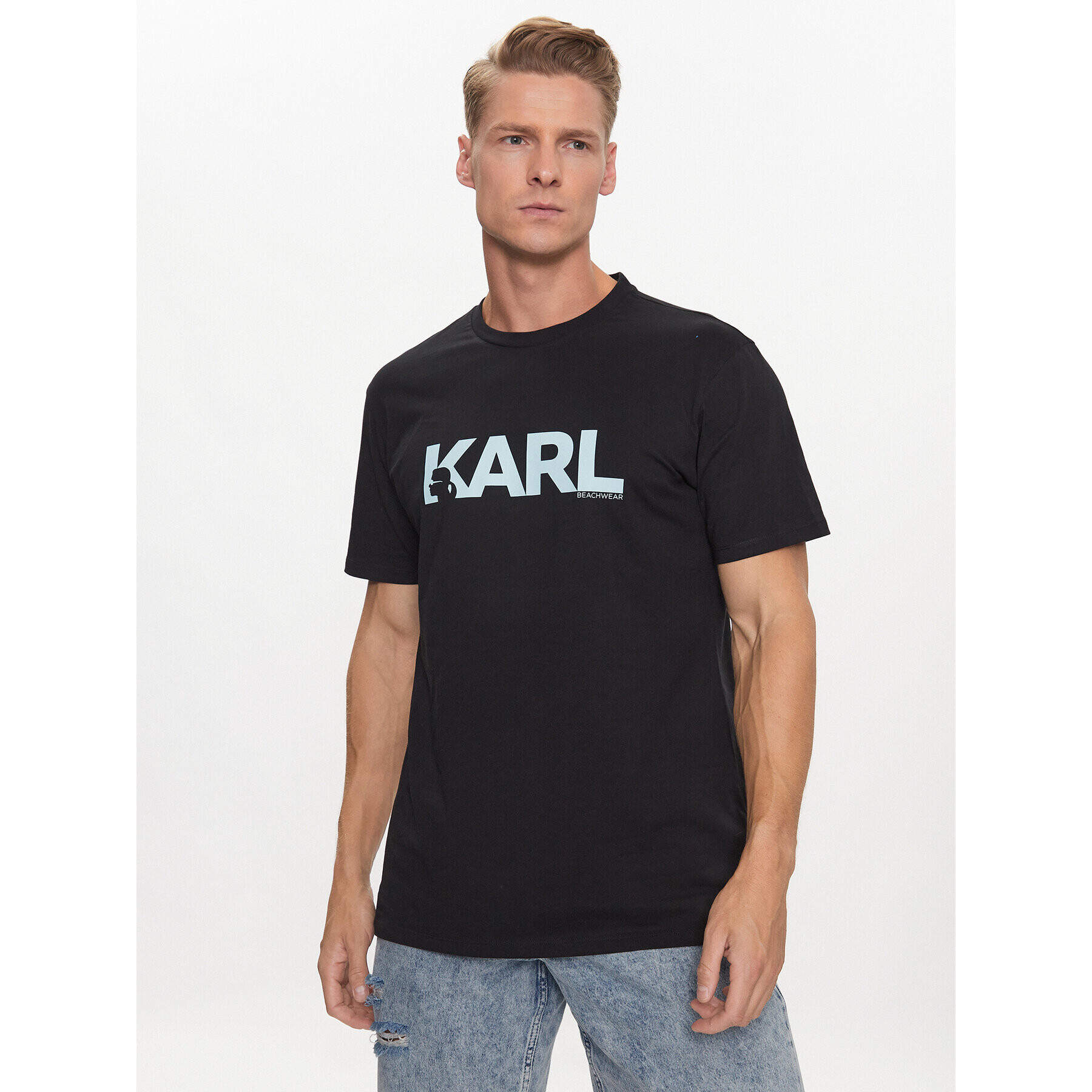 KARL LAGERFELD Tricou 230M2211 Negru Regular Fit - Pled.ro