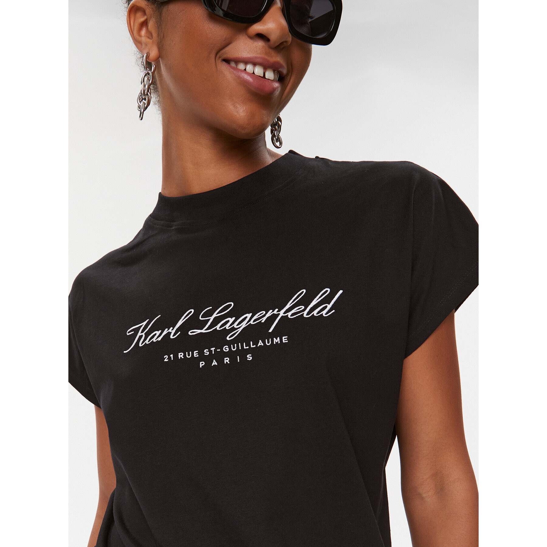 KARL LAGERFELD Tricou 235W1705 Negru Regular Fit - Pled.ro