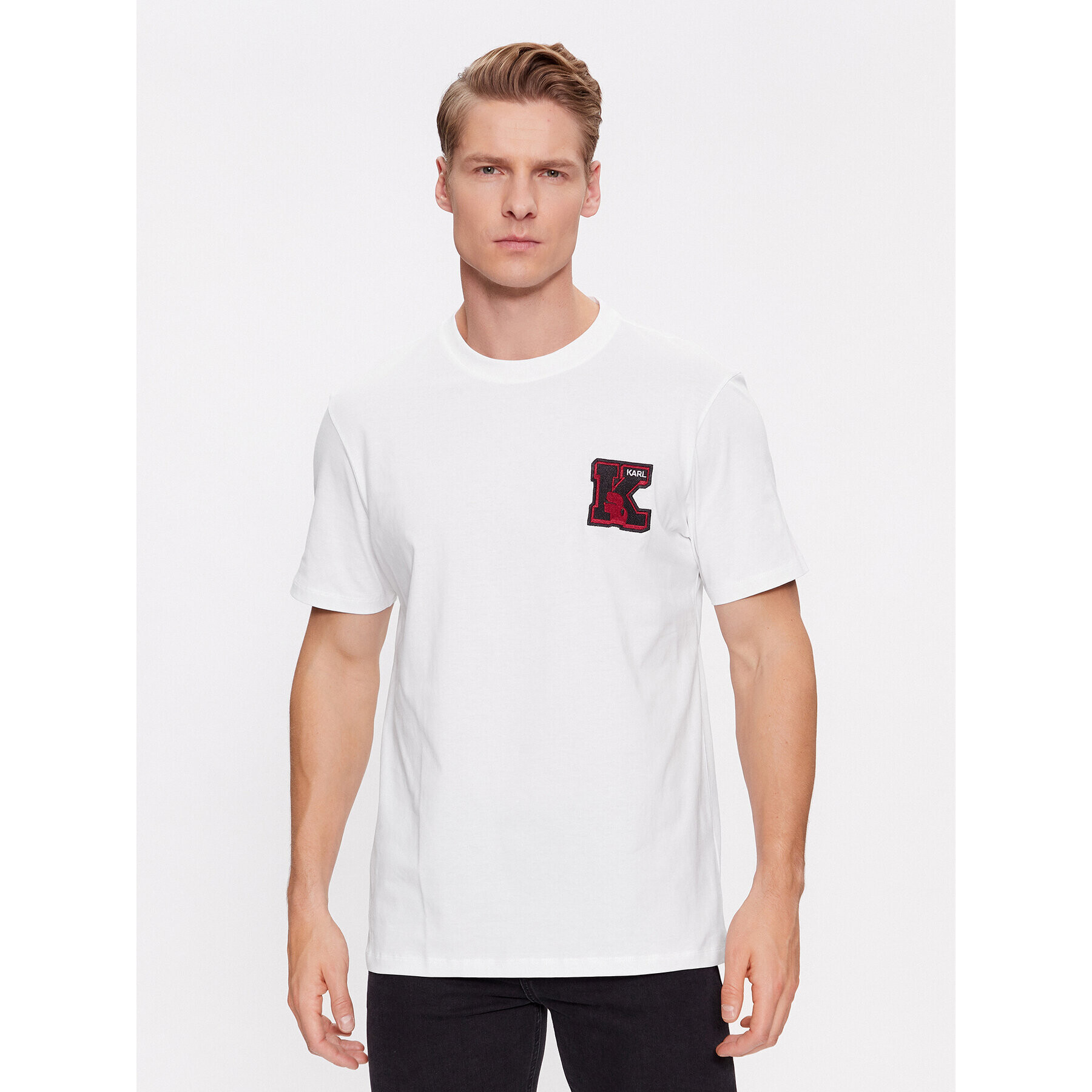 KARL LAGERFELD Tricou 240M2204 Alb Regular Fit - Pled.ro