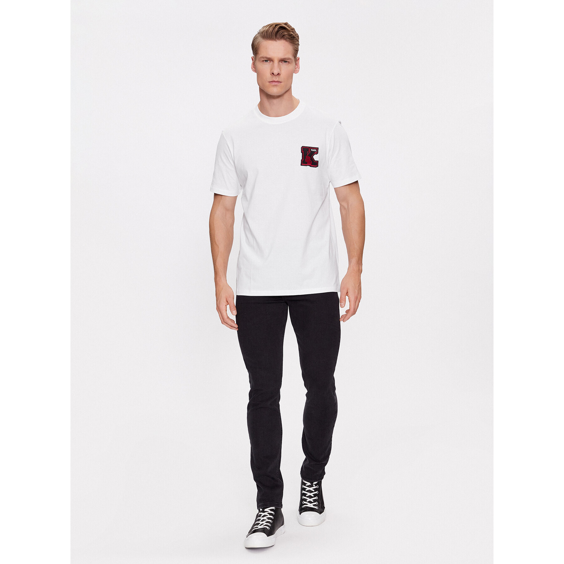 KARL LAGERFELD Tricou 240M2204 Alb Regular Fit - Pled.ro