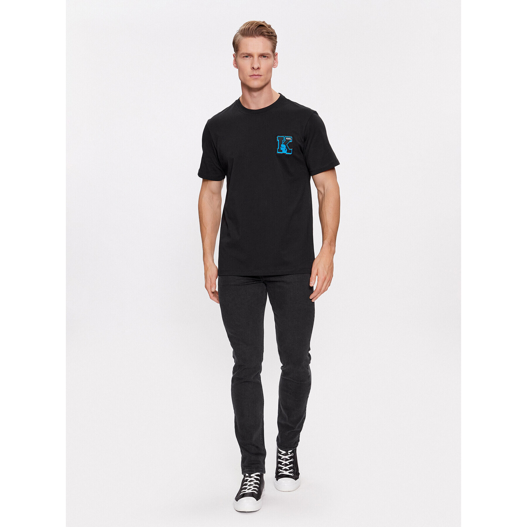 KARL LAGERFELD Tricou 240M2204 Negru Regular Fit - Pled.ro