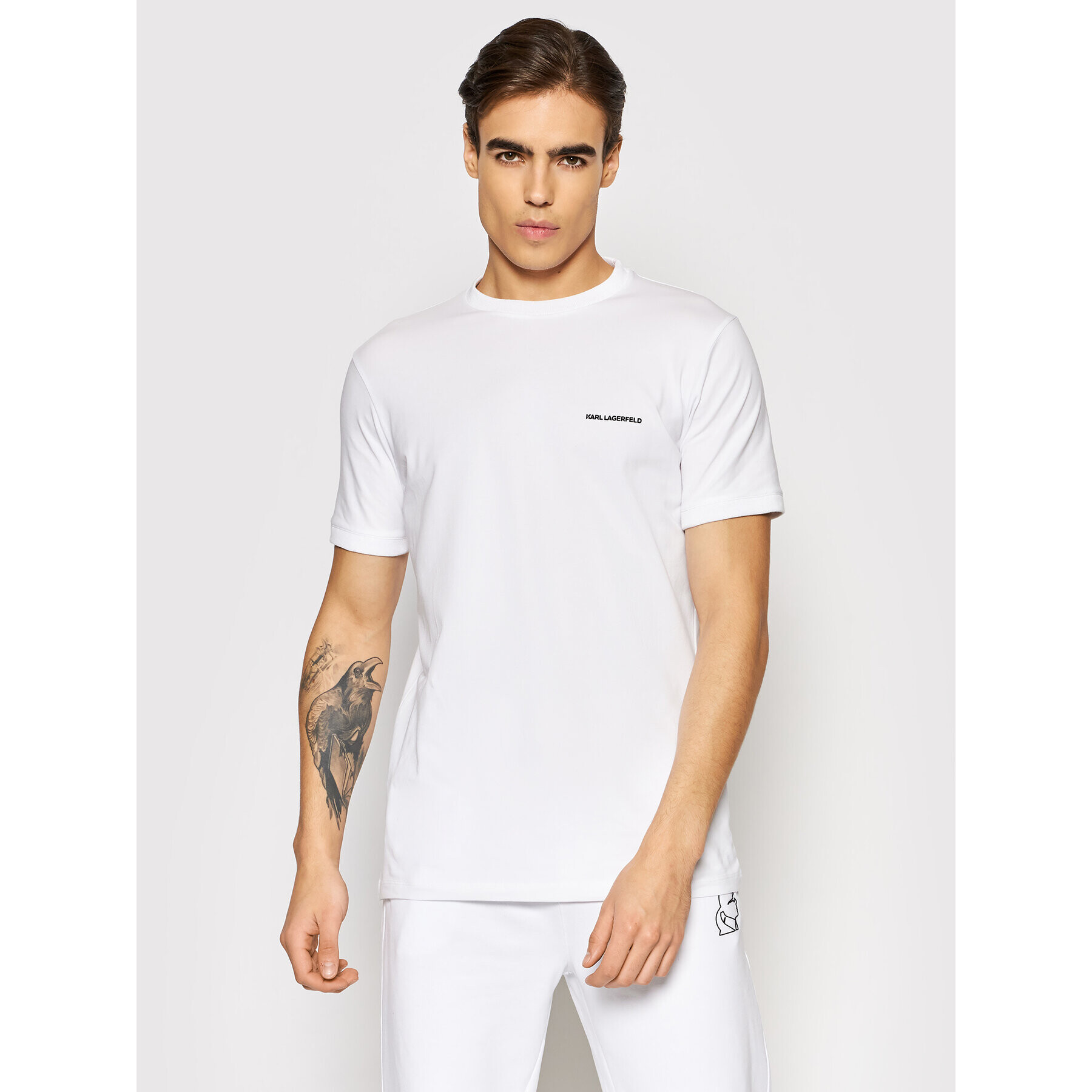 KARL LAGERFELD Tricou 755020 512221 Alb Regular Fit - Pled.ro