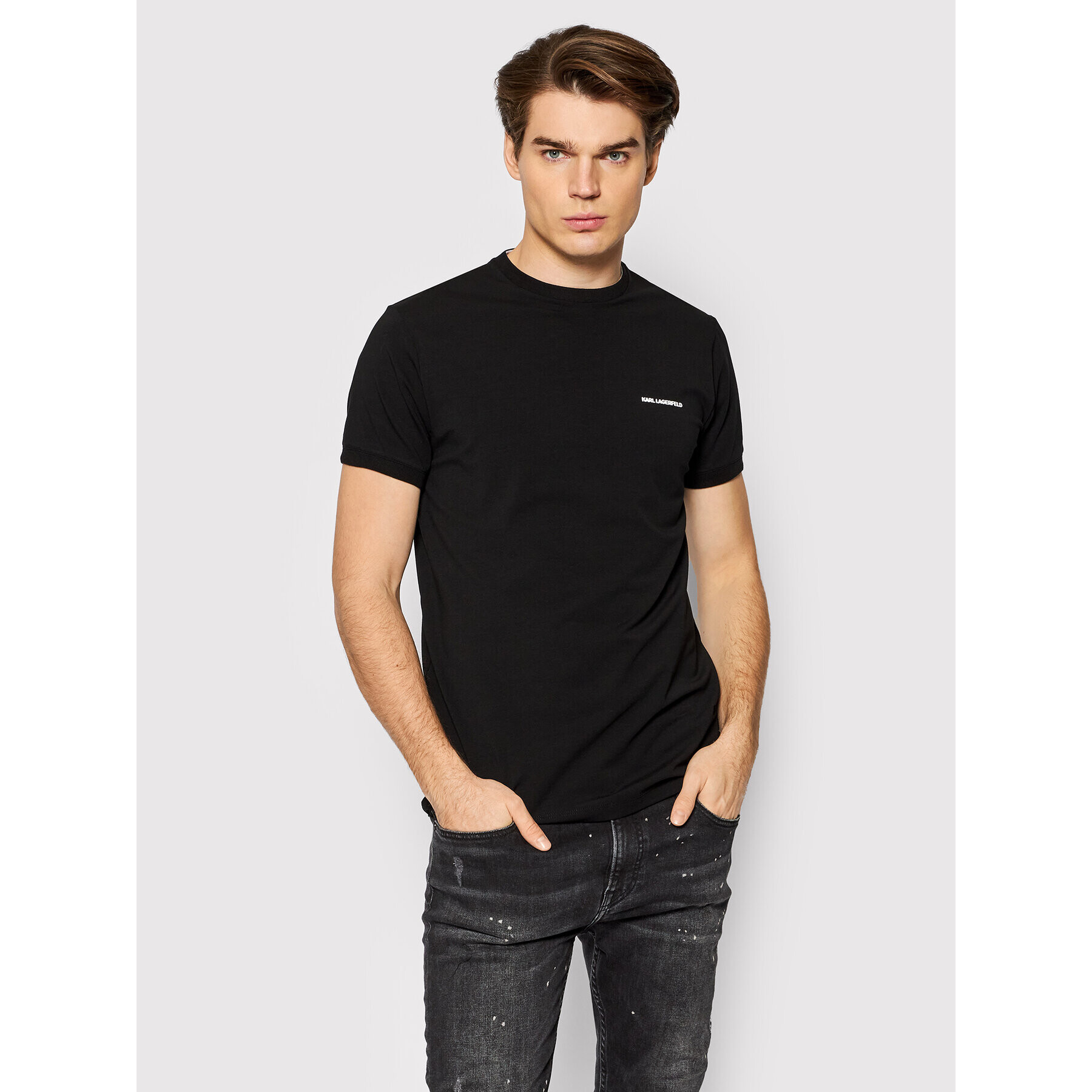 KARL LAGERFELD Tricou 755020 512221 Negru Regular Fit - Pled.ro