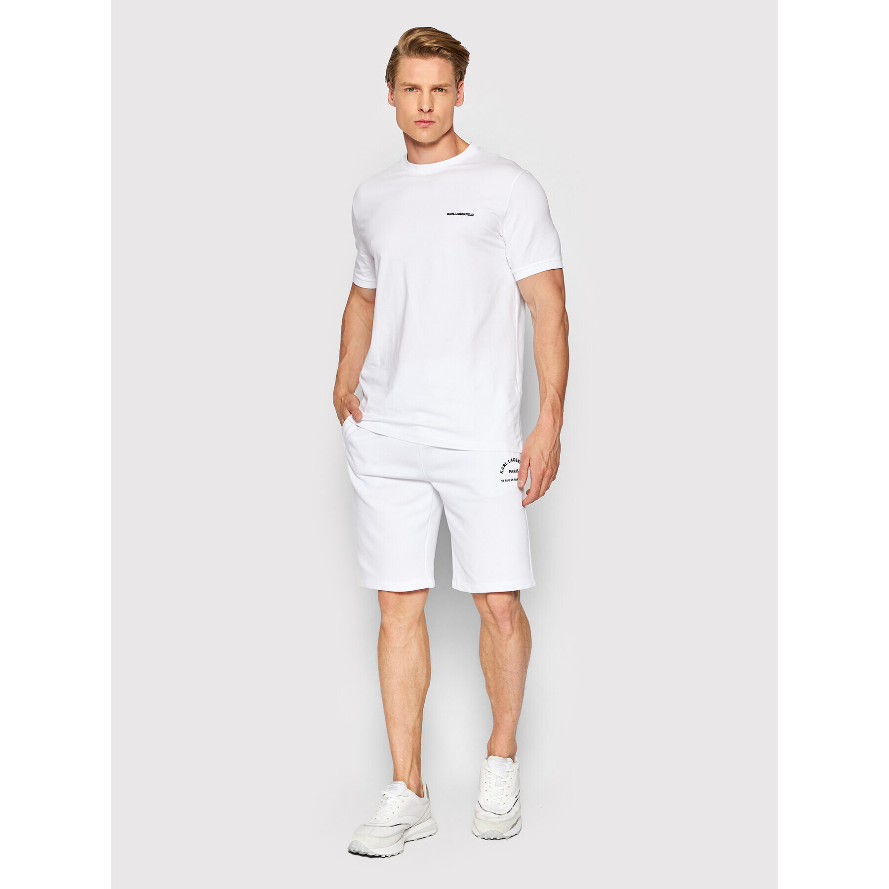 KARL LAGERFELD Tricou 755020 521221 Alb Regular Fit - Pled.ro