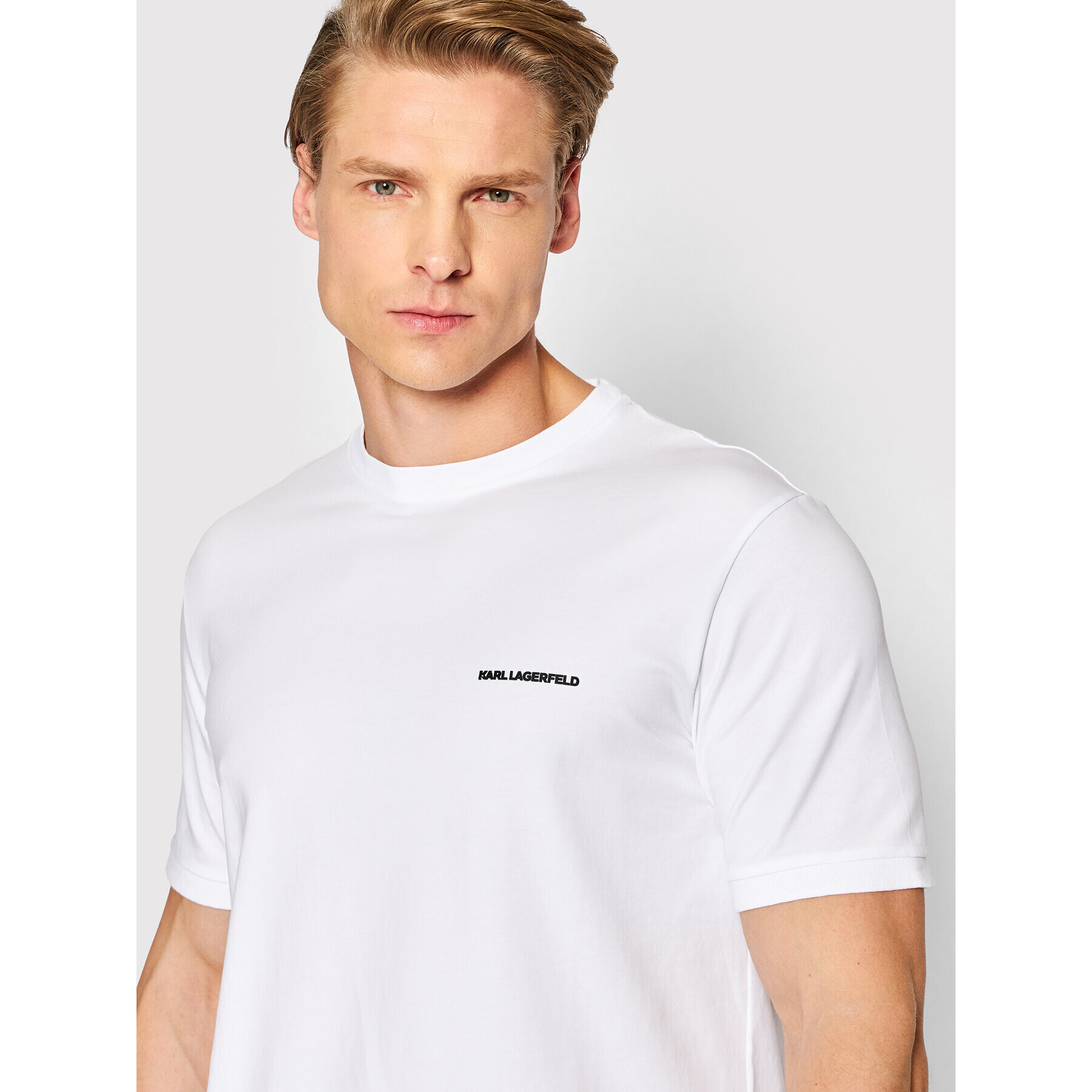 KARL LAGERFELD Tricou 755020 521221 Alb Regular Fit - Pled.ro