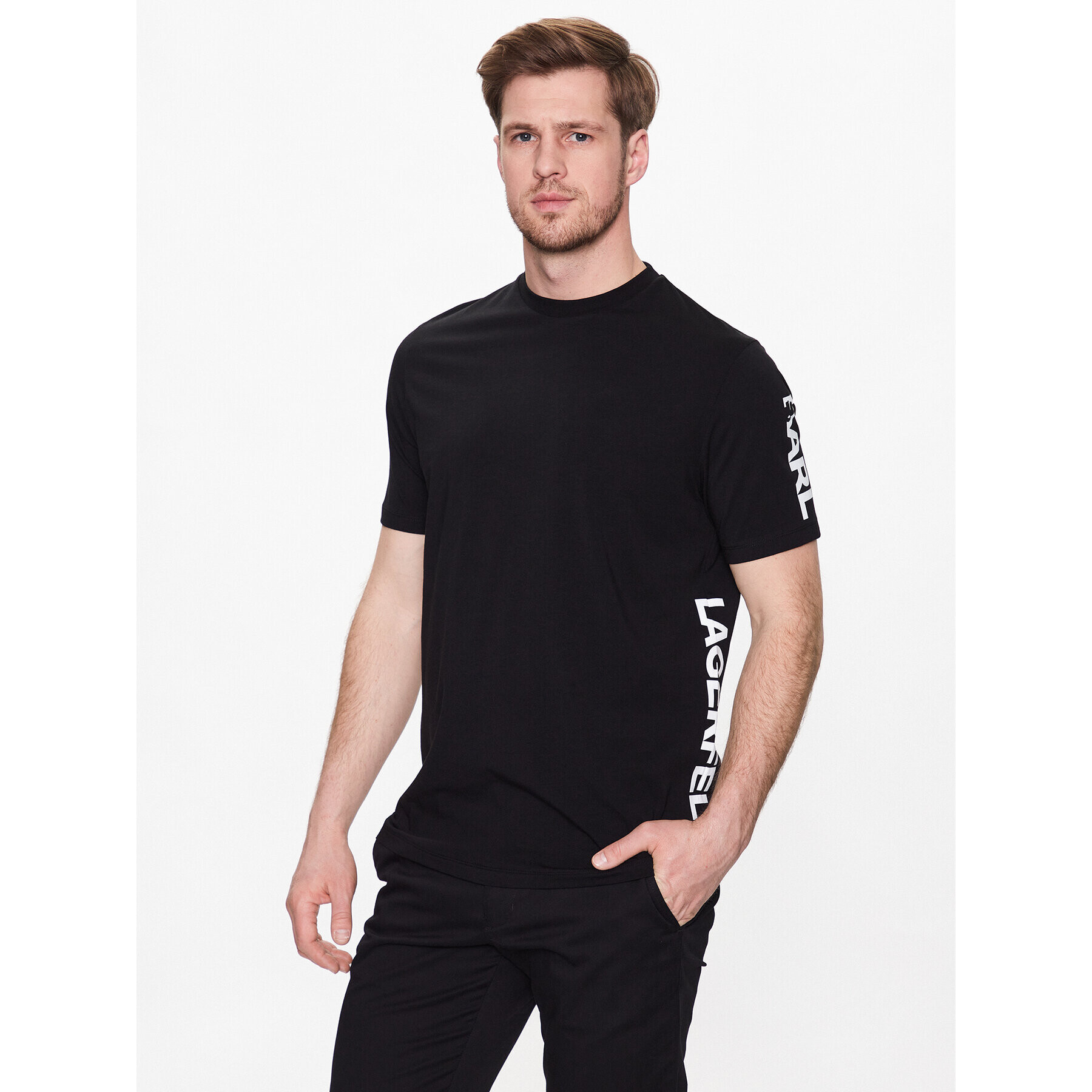 KARL LAGERFELD Tricou 755025 532221 Negru Regular Fit - Pled.ro