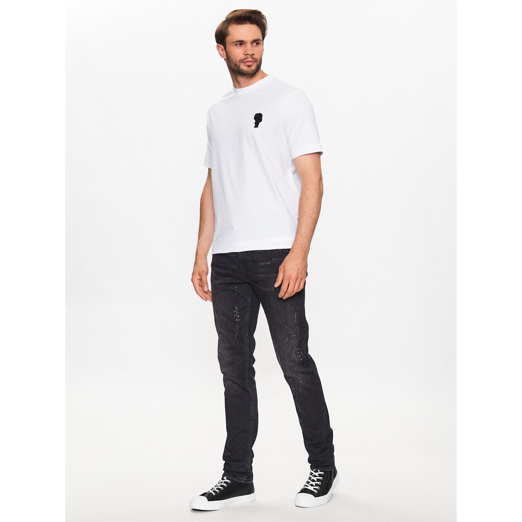 KARL LAGERFELD Tricou 755026 532221 Alb Regular Fit - Pled.ro