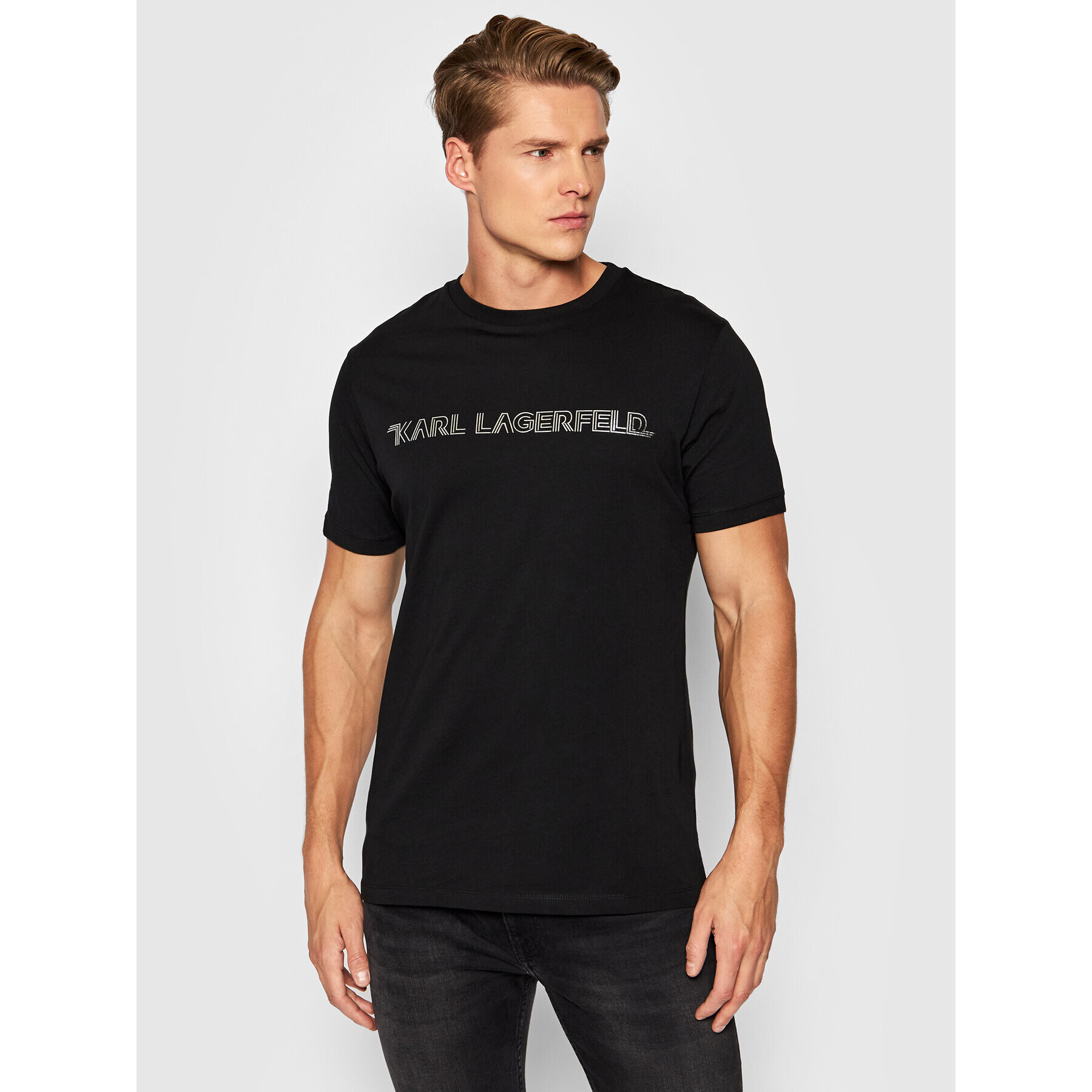 KARL LAGERFELD Tricou 755034 512224 Negru Regular Fit - Pled.ro