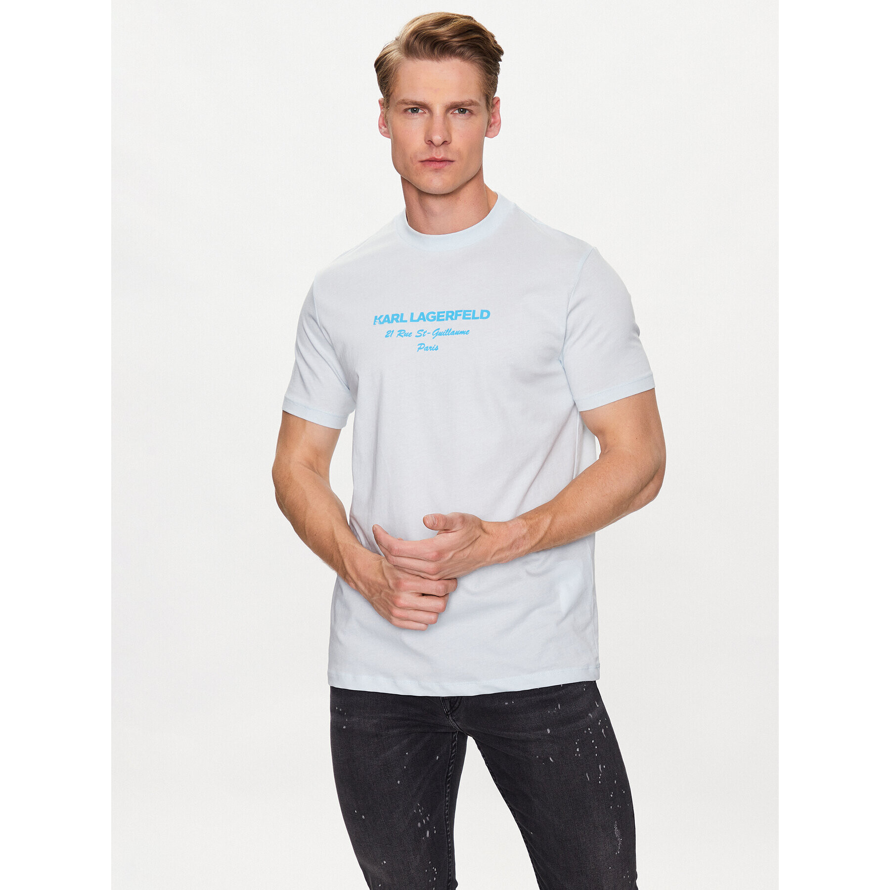 KARL LAGERFELD Tricou 755035 532224 Albastru Regular Fit - Pled.ro