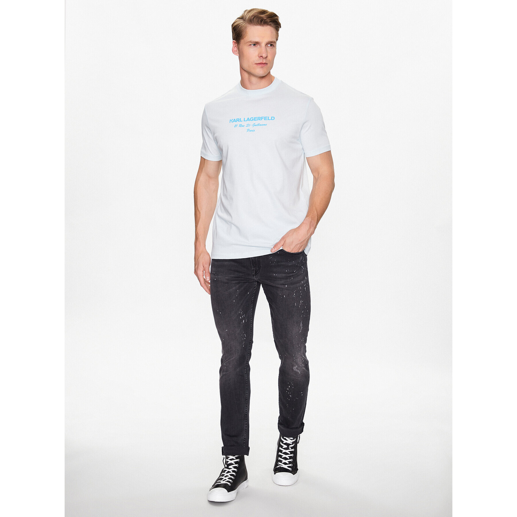 KARL LAGERFELD Tricou 755035 532224 Albastru Regular Fit - Pled.ro