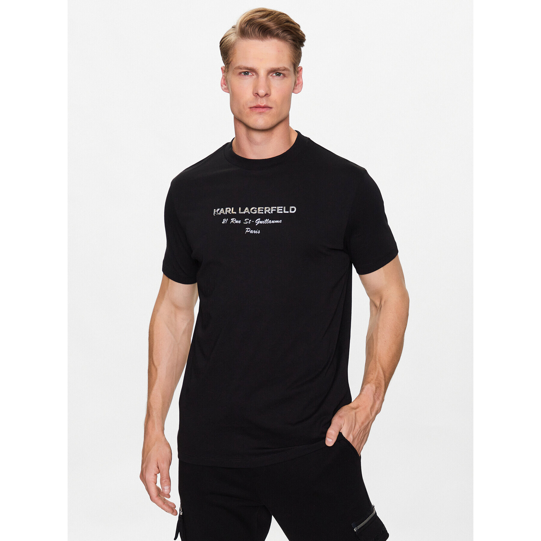 KARL LAGERFELD Tricou 755035 532224 Negru Regular Fit - Pled.ro