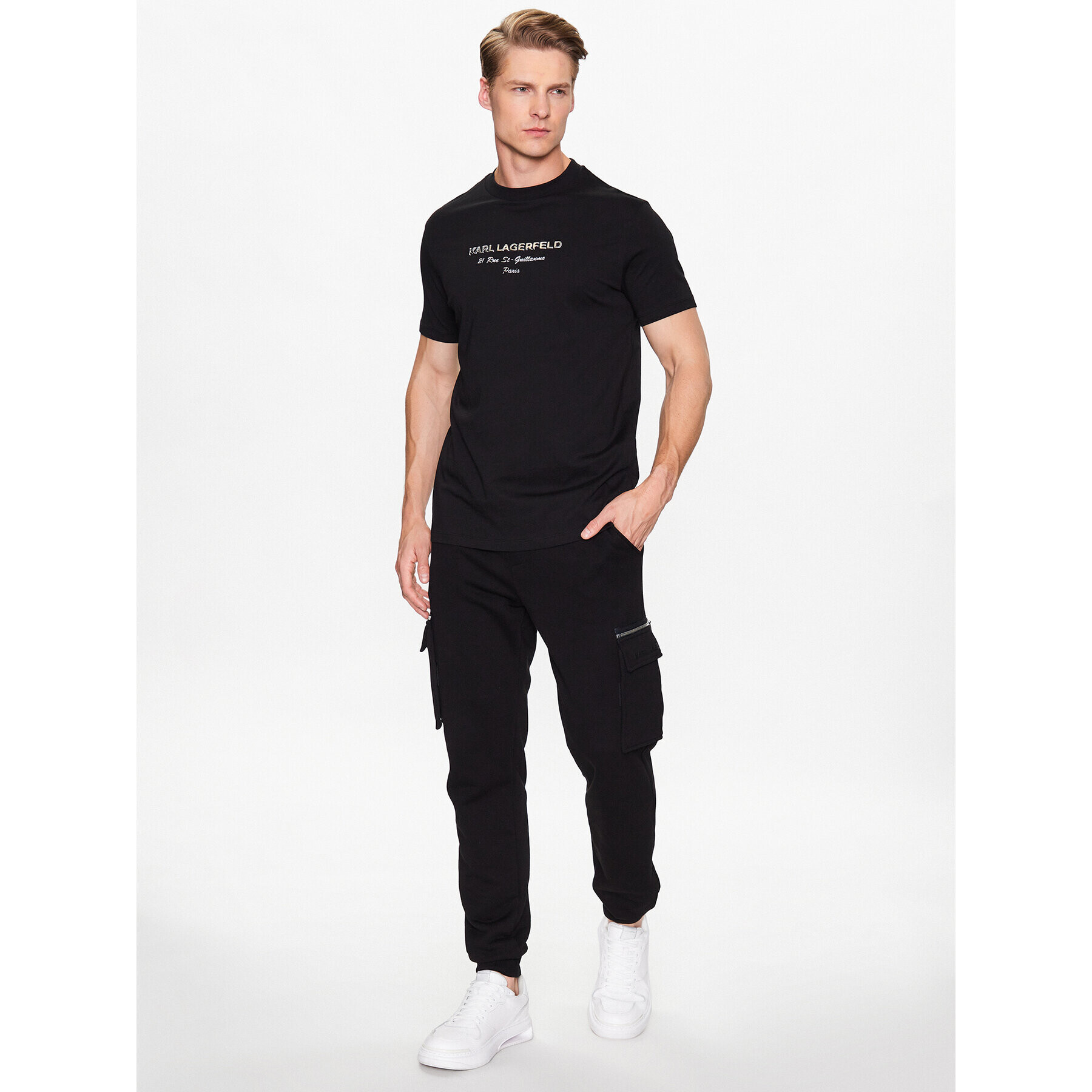 KARL LAGERFELD Tricou 755035 532224 Negru Regular Fit - Pled.ro