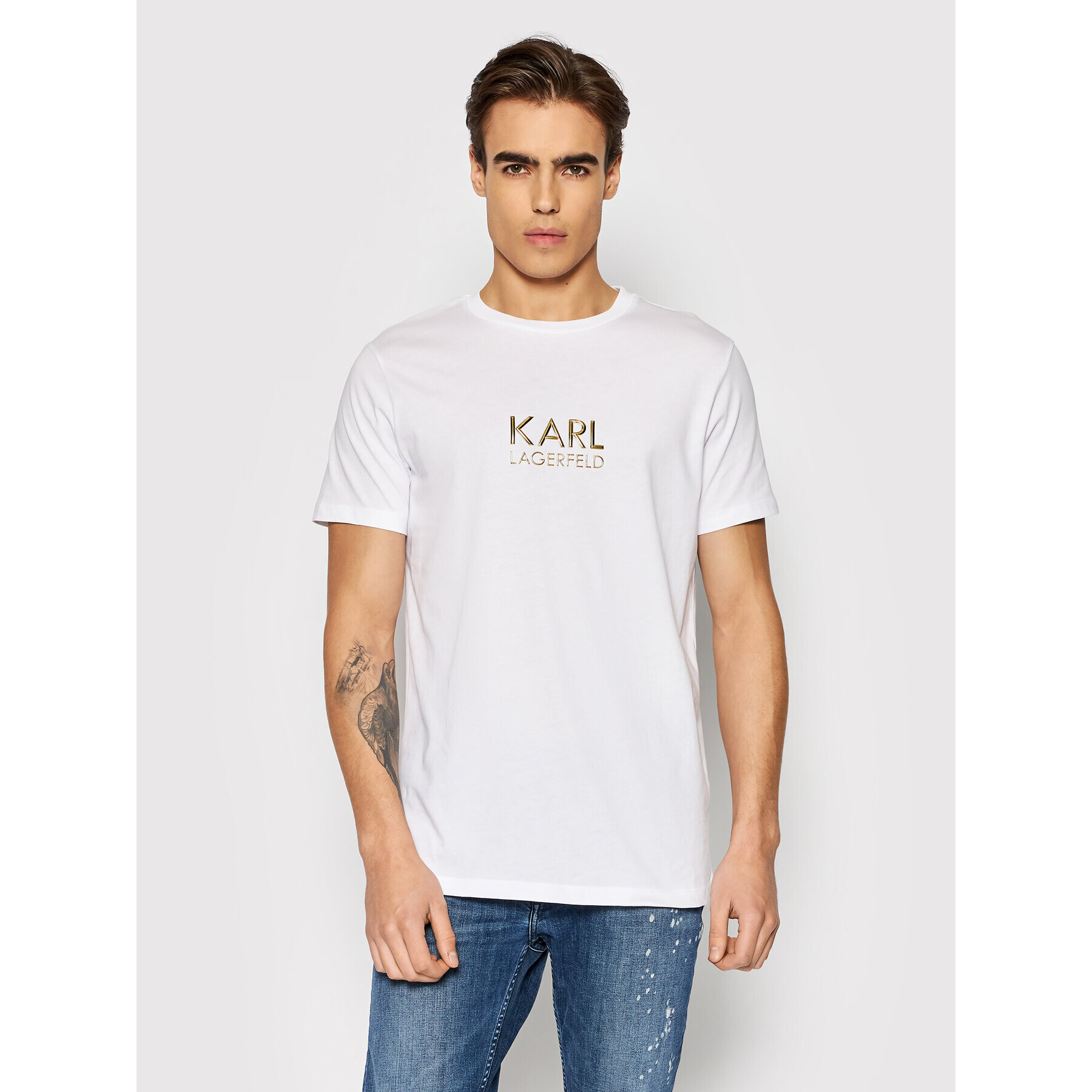 KARL LAGERFELD Tricou 755037 512224 Alb Regular Fit - Pled.ro