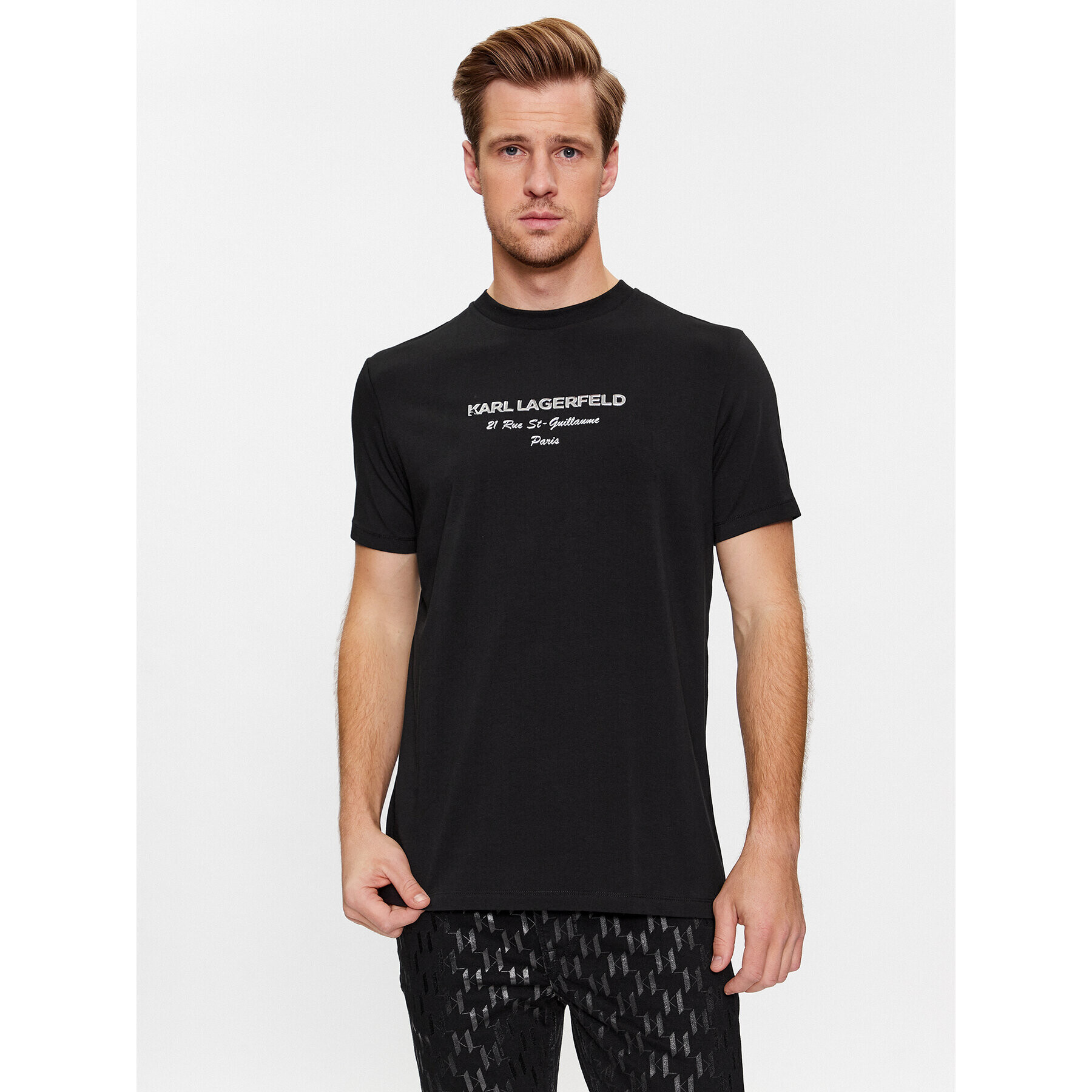 KARL LAGERFELD Tricou 755037 534221 Argintiu Regular Fit - Pled.ro