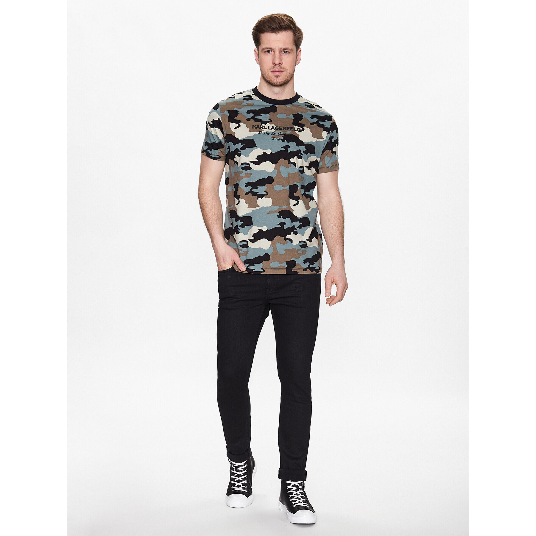 KARL LAGERFELD Tricou 755039 532225 Colorat Regular Fit - Pled.ro