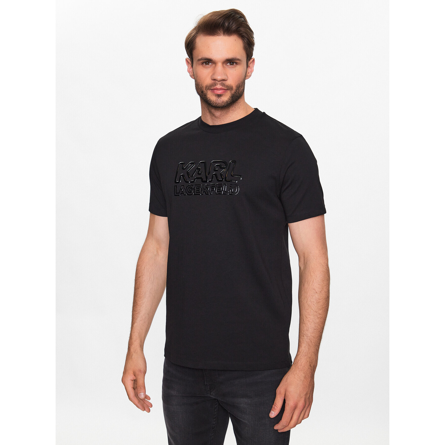 KARL LAGERFELD Tricou 755048 532225 Negru Regular Fit - Pled.ro