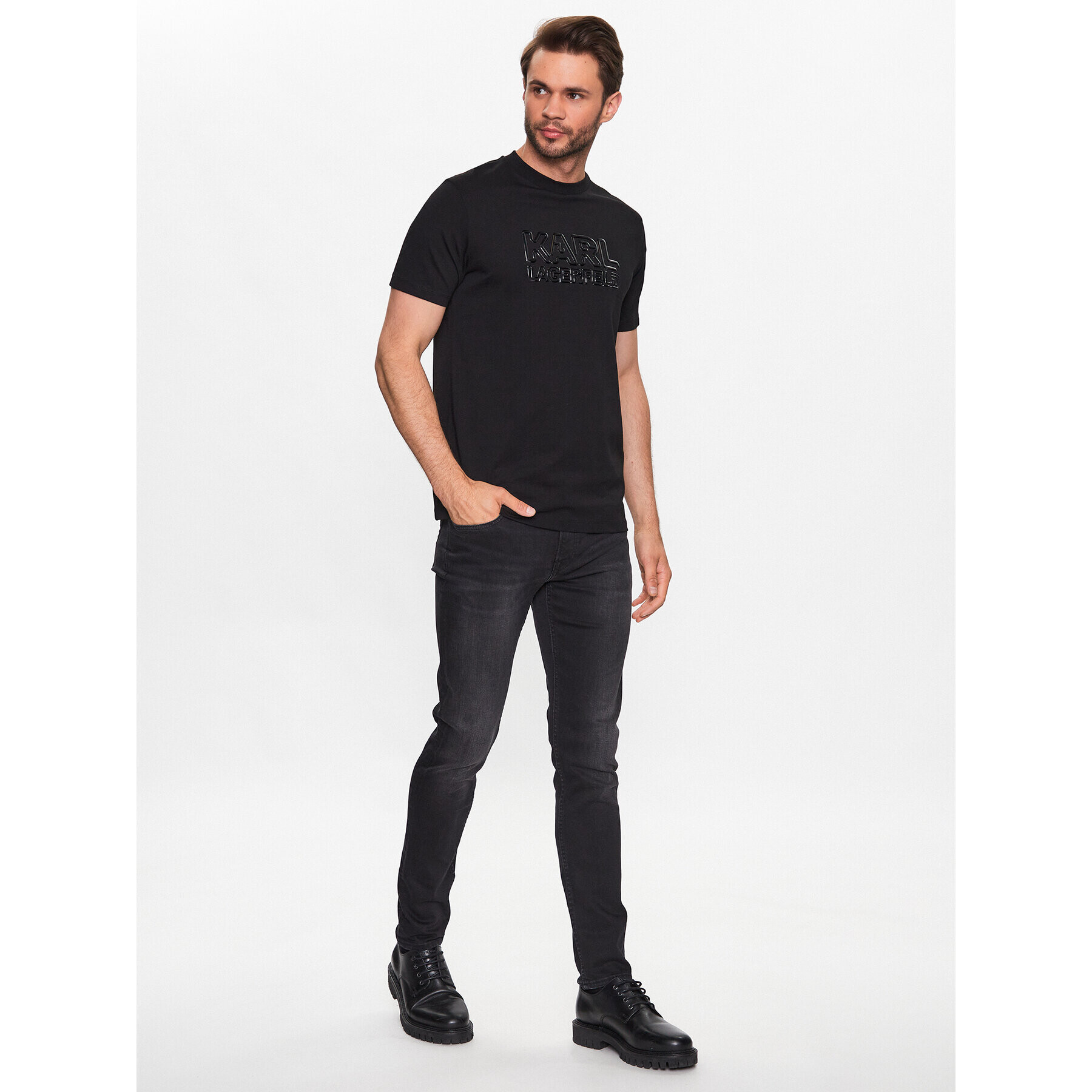 KARL LAGERFELD Tricou 755048 532225 Negru Regular Fit - Pled.ro