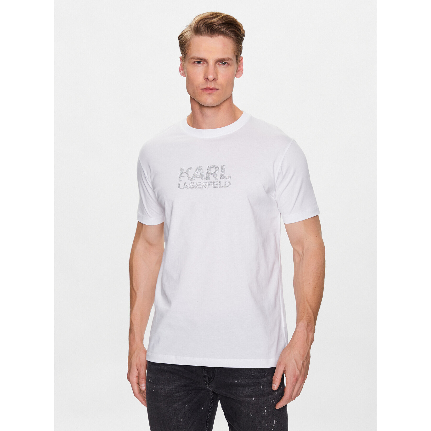 KARL LAGERFELD Tricou 755060 532241 Alb Regular Fit - Pled.ro