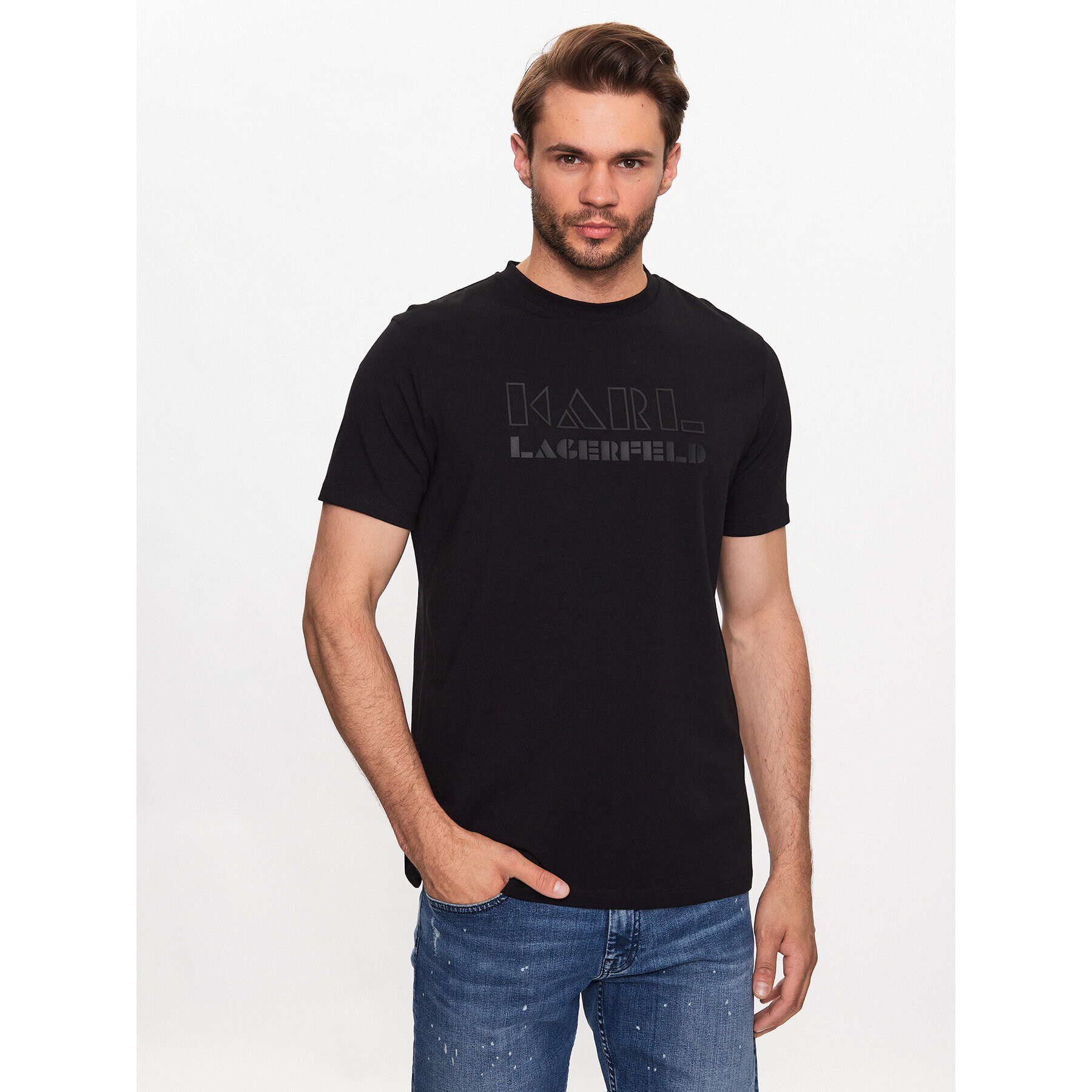 KARL LAGERFELD Tricou 755060 533221 Negru Regular Fit - Pled.ro