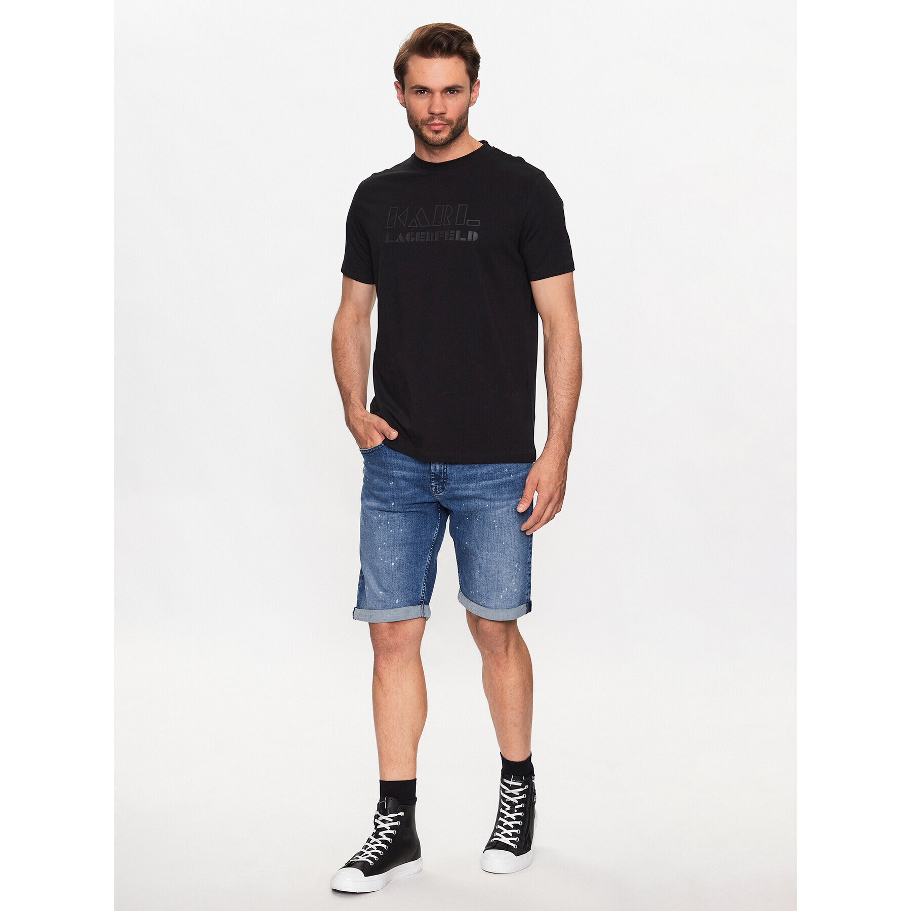 KARL LAGERFELD Tricou 755060 533221 Negru Regular Fit - Pled.ro