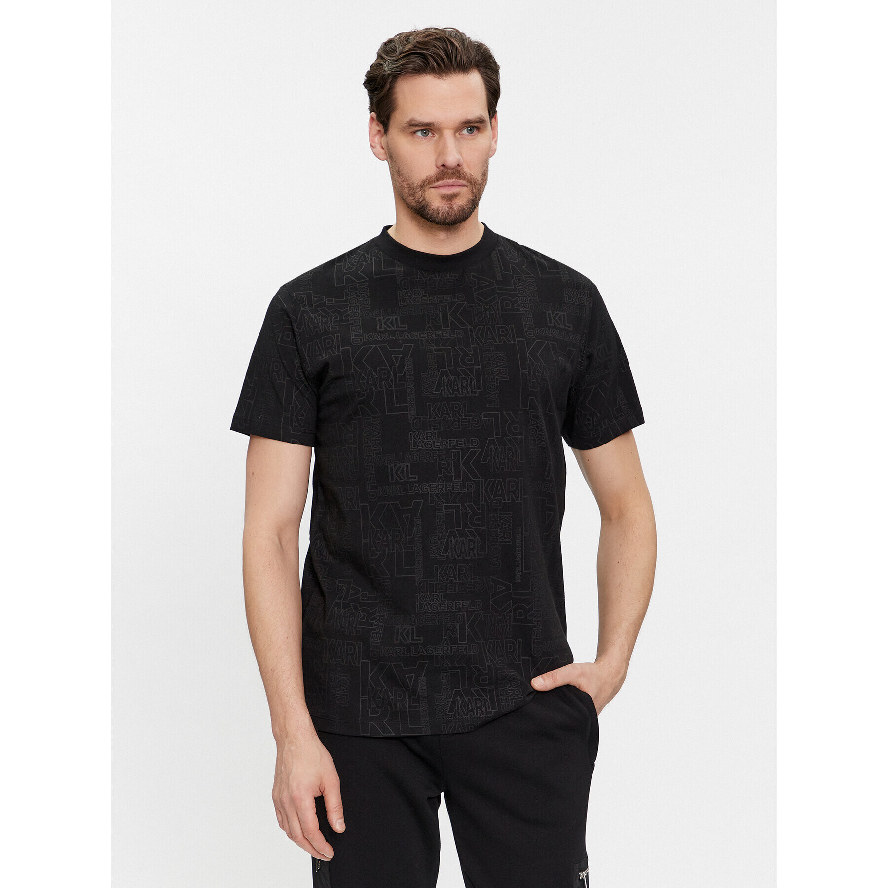 KARL LAGERFELD Tricou 755060 541224 Negru Regular Fit - Pled.ro