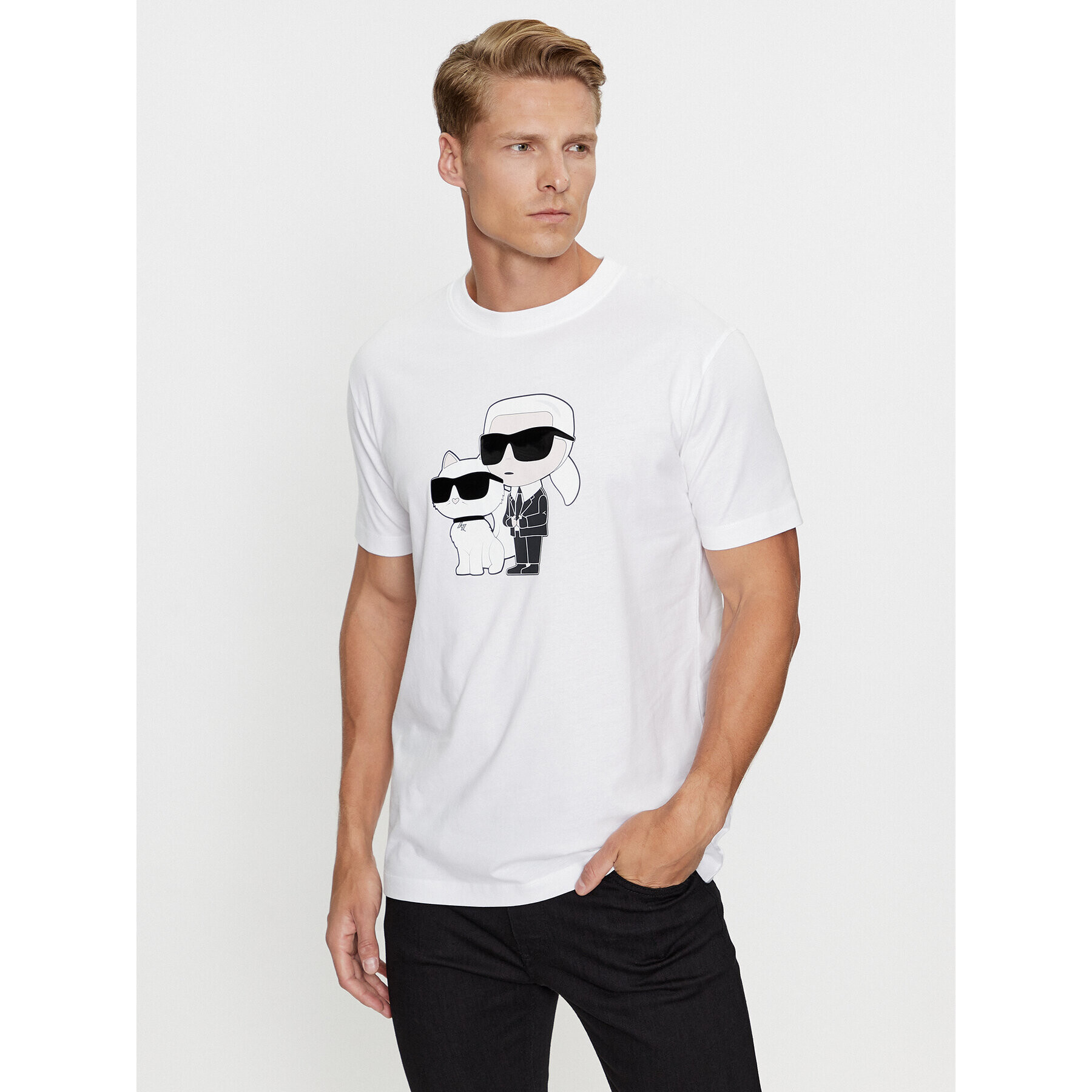 KARL LAGERFELD Tricou 755061 534241 Alb Regular Fit - Pled.ro