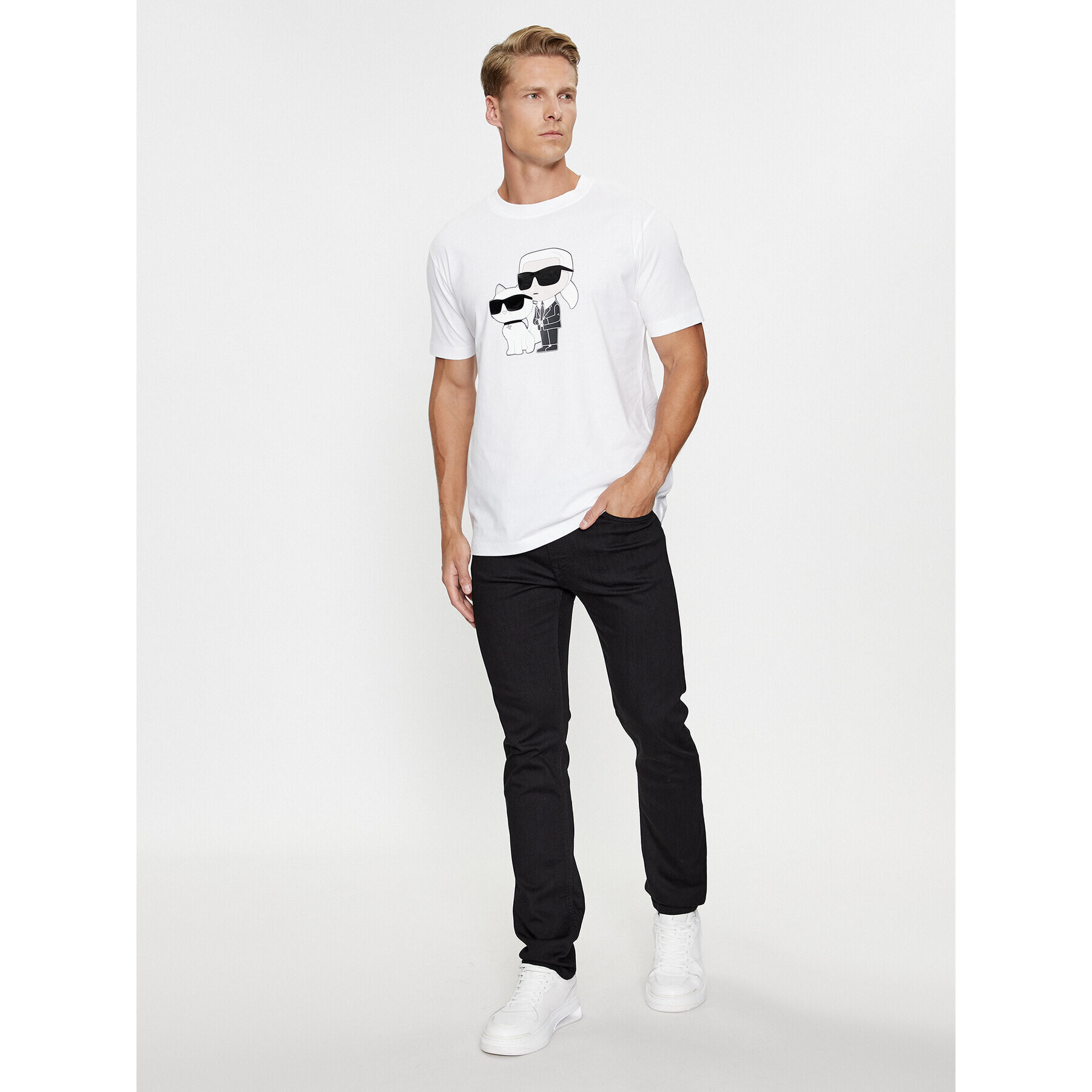 KARL LAGERFELD Tricou 755061 534241 Alb Regular Fit - Pled.ro