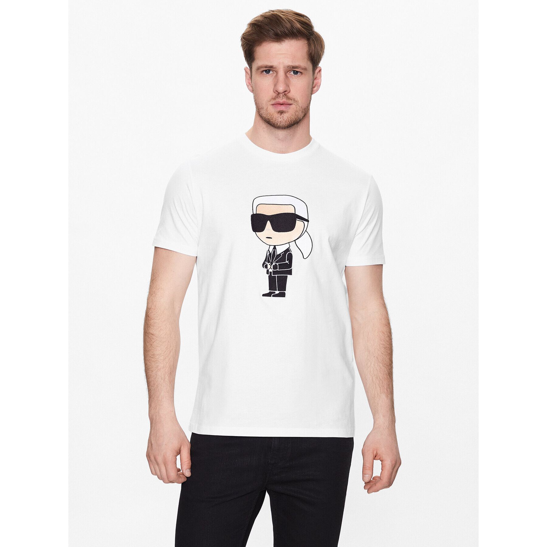 KARL LAGERFELD Tricou 755070 532250 Alb Regular Fit - Pled.ro