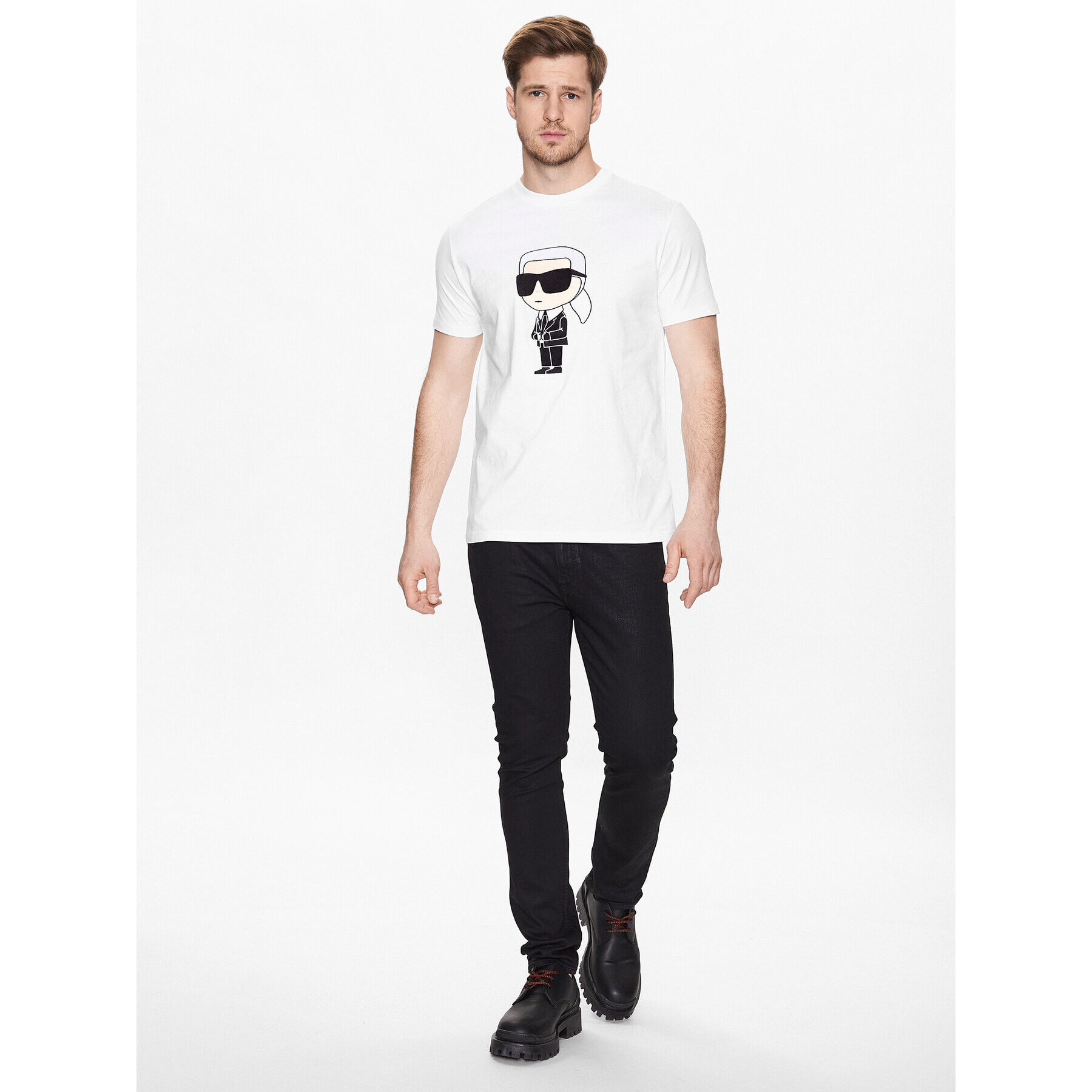 KARL LAGERFELD Tricou 755070 532250 Alb Regular Fit - Pled.ro